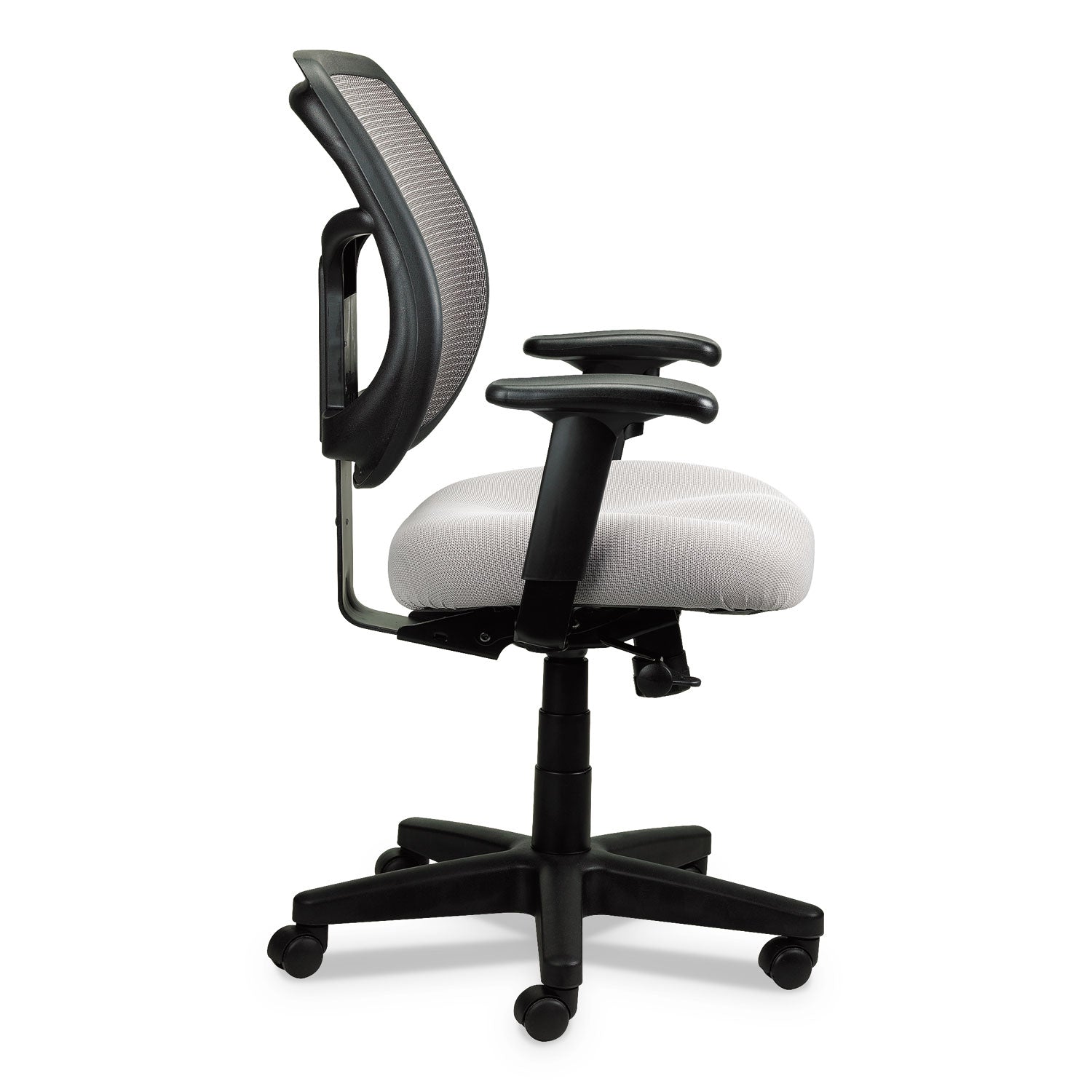 Eurotech Apollo Mid-Back Mesh Chair, 18.1" To 21.7" Seat Height, Silver Seat, Silver Back, Black Base