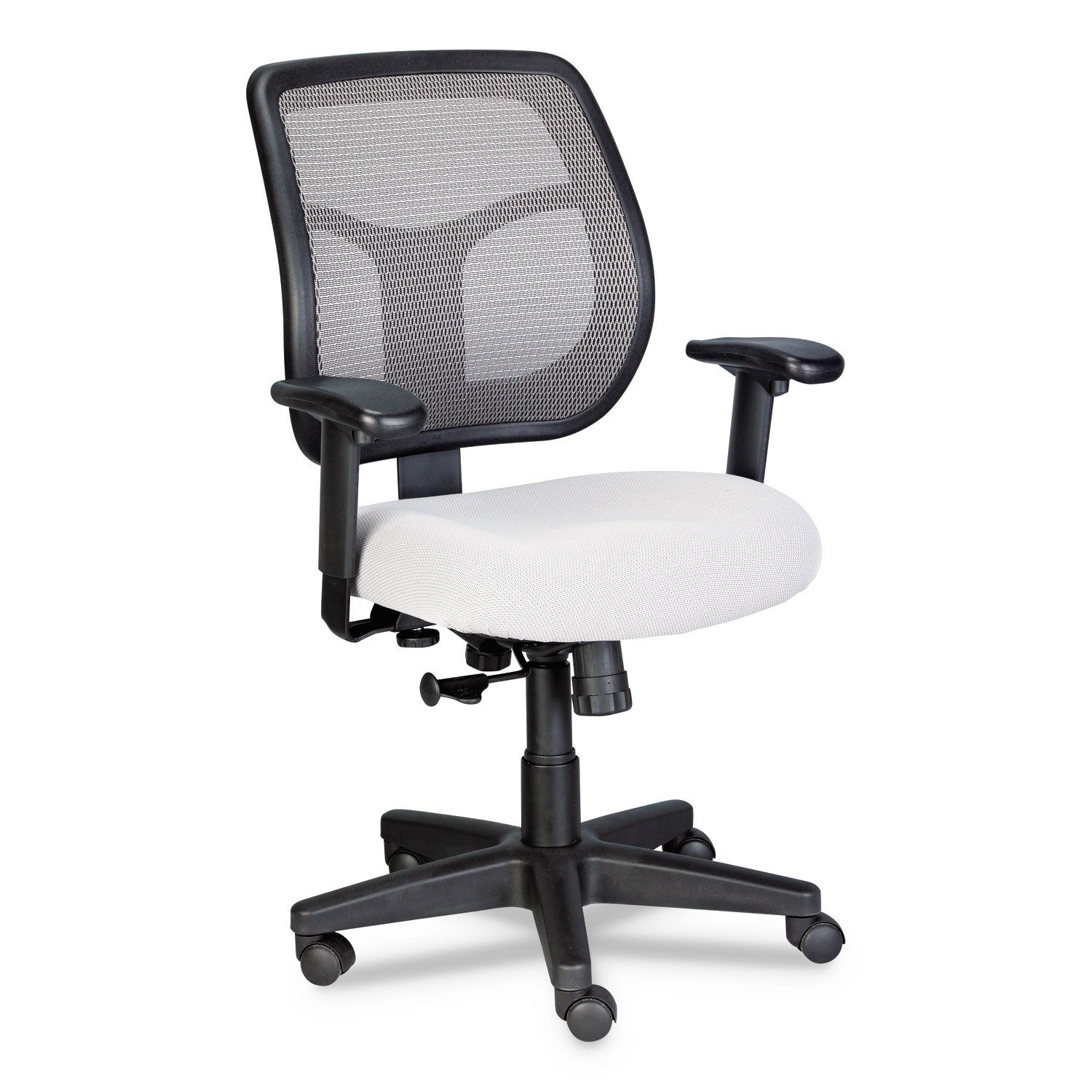 Eurotech Apollo Mid-Back Mesh Chair, 18.1" To 21.7" Seat Height, Silver Seat, Silver Back, Black Base