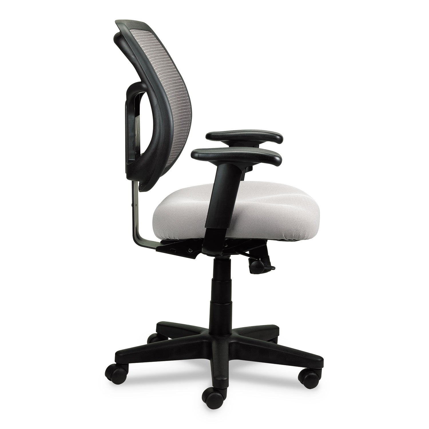 Eurotech Apollo Mid-Back Mesh Chair, 18.1" To 21.7" Seat Height, Silver Seat, Silver Back, Black Base