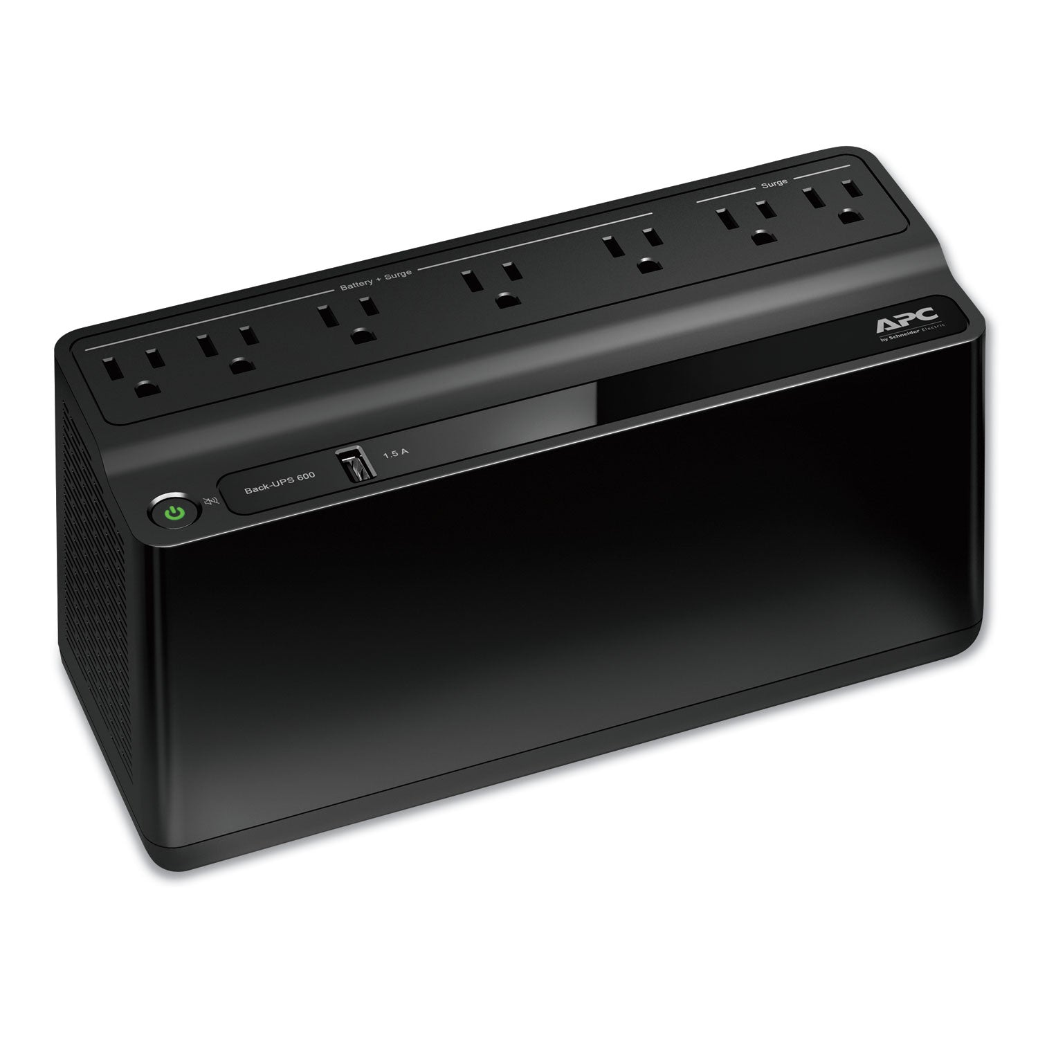APC® Back-UPS 600 VA Battery Backup System, 7 Outlets, 120 VA, 490 J
