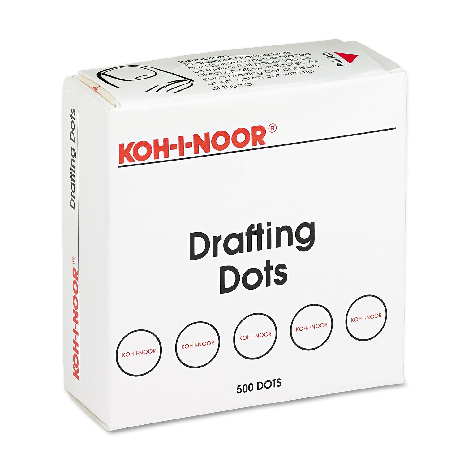 Koh-I-Noor Adhesive Drafting Dots, 0.88" Dia, Dries Clear, 500/box
