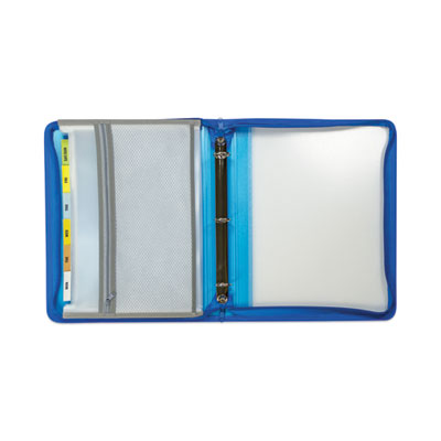 C-Line® Zippered Binder with Expanding File, 2" Expansion, 7 Sections, Zipper Closure, 1/6-Cut Tabs, Letter Size, Bright Blue Flipcost Flipcost