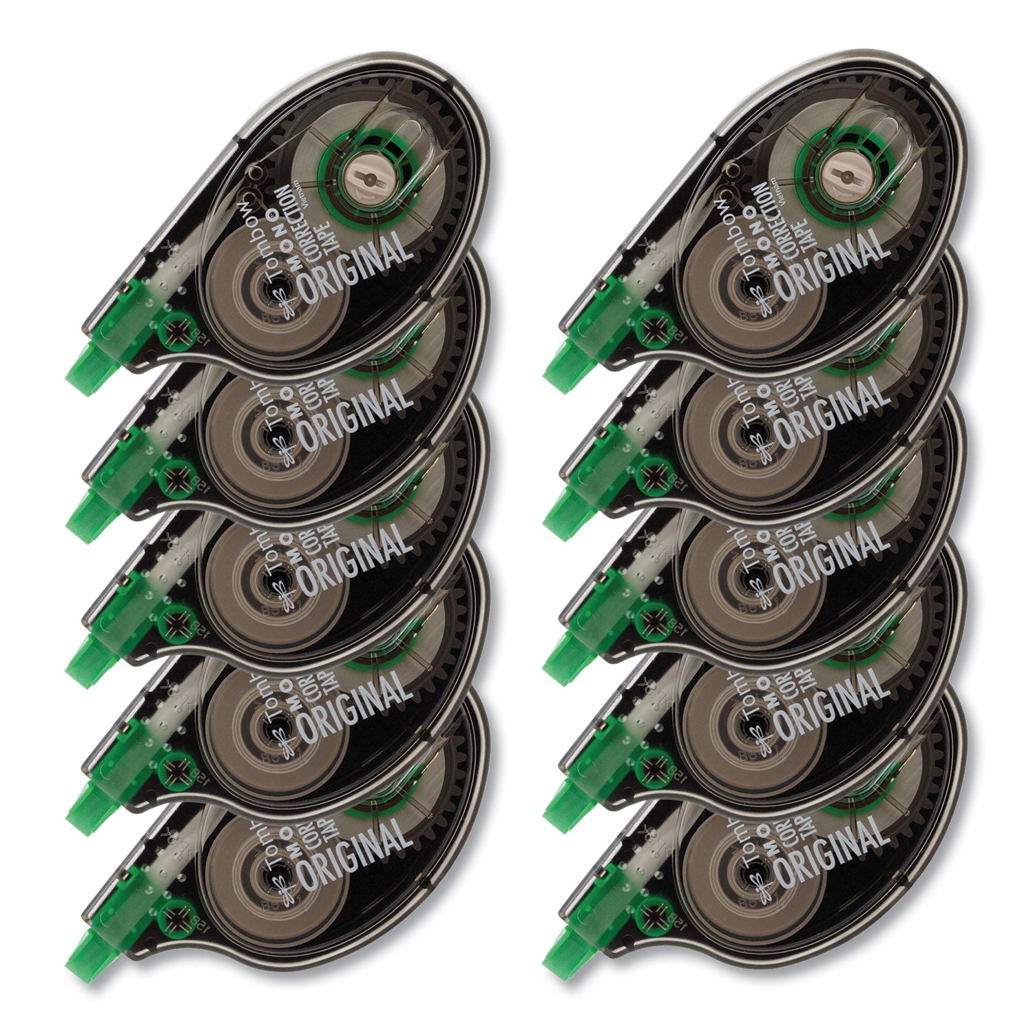 Tombow® MONO Correction Tape, Gray/Clear Applicator, 0.17" x 394", White Tape, 10/Pack