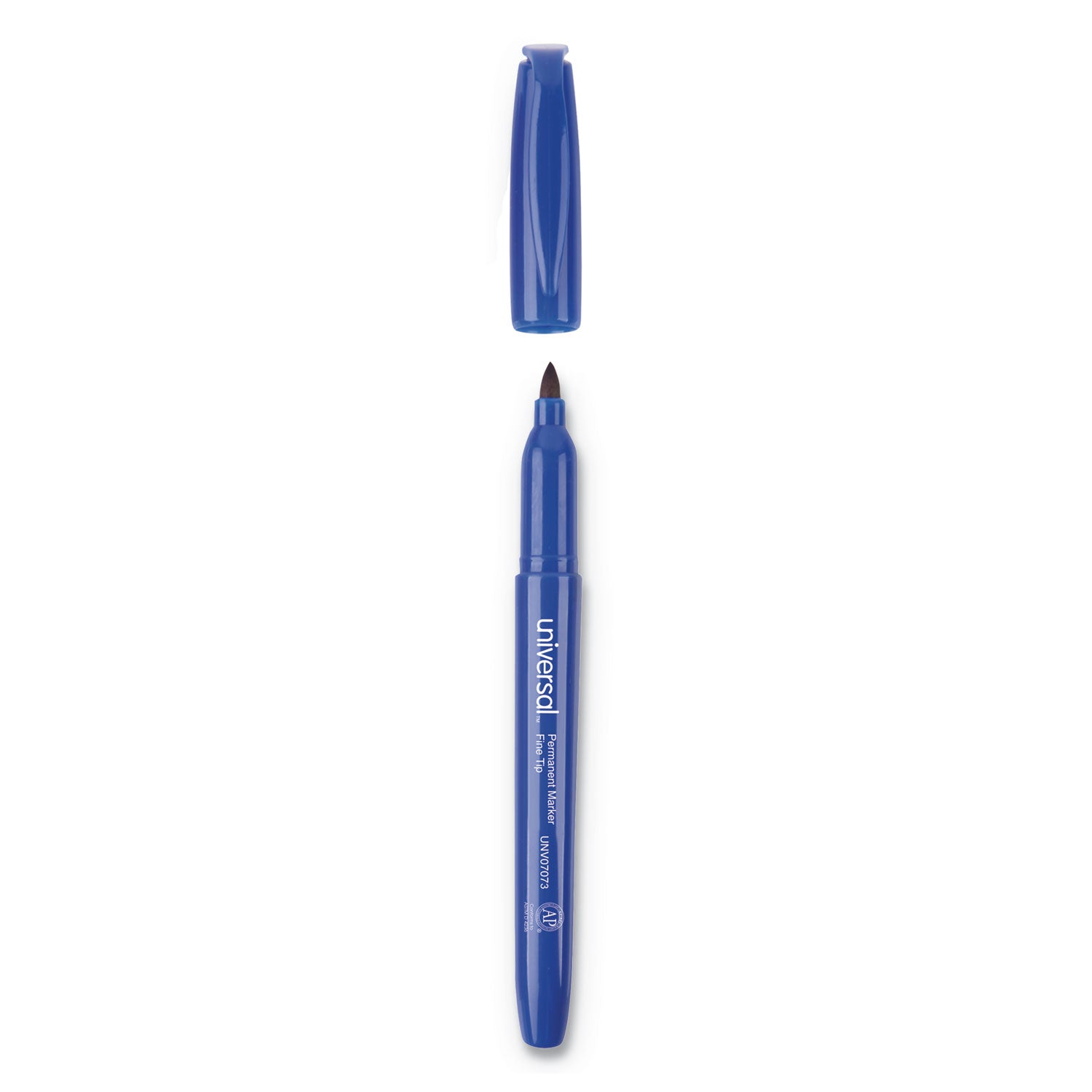 Universal™ Pen-Style Permanent Marker, Fine Bullet Tip, Blue, Dozen
