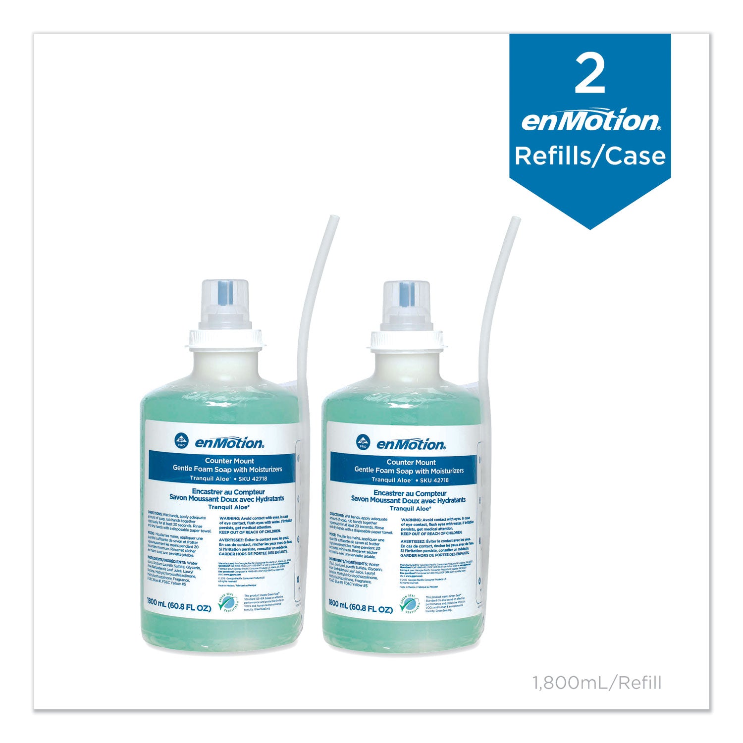 Georgia Pacific® Professional GP enMotion Counter Mount Foam Soap Refill, Tranquil Aloe Scent, 1,800 mL, 2/Carton