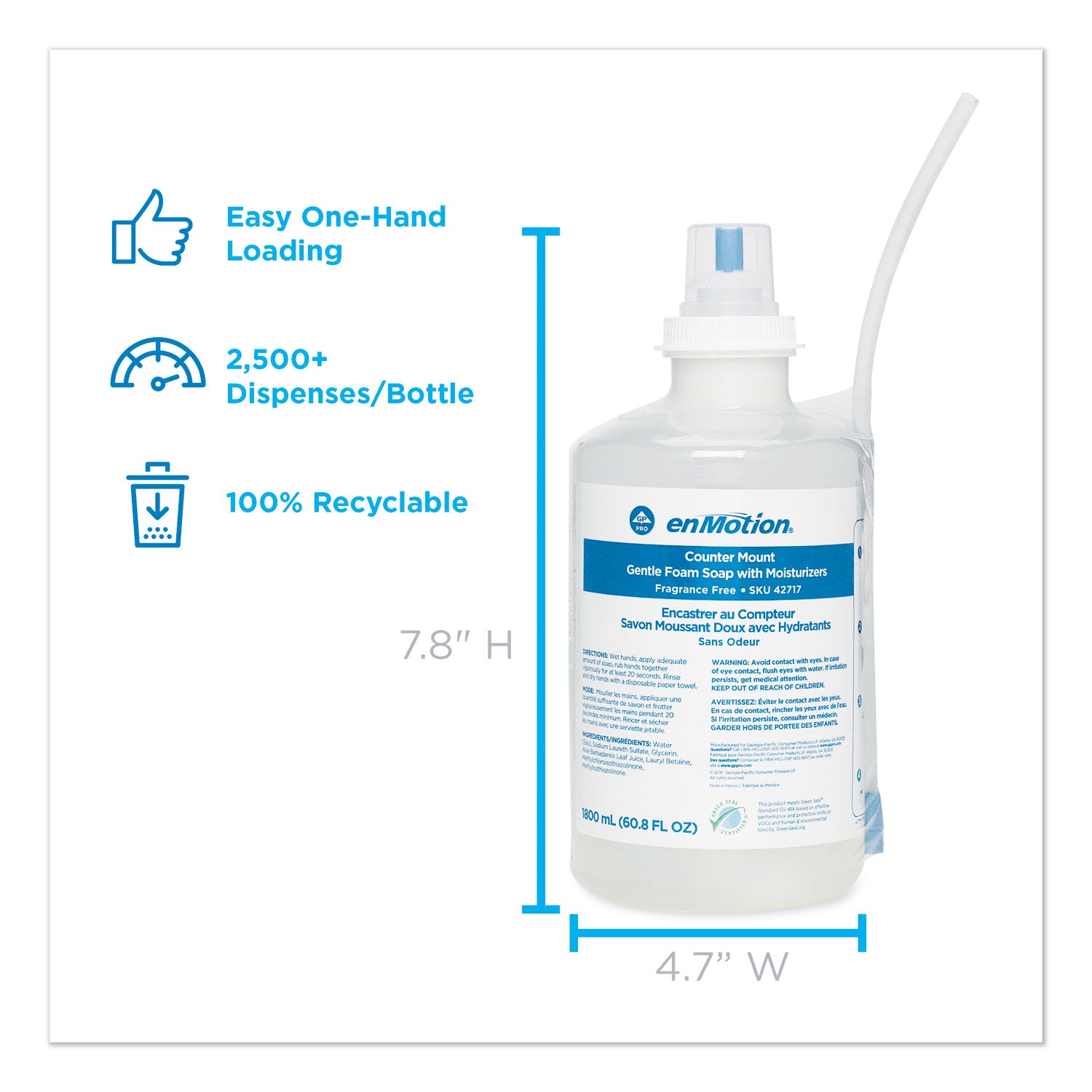 Georgia Pacific® Professional Gp Enmotion Counter Mount Foam Soap Refill, Fragrance-Free, 1,800 Ml, 2/carton