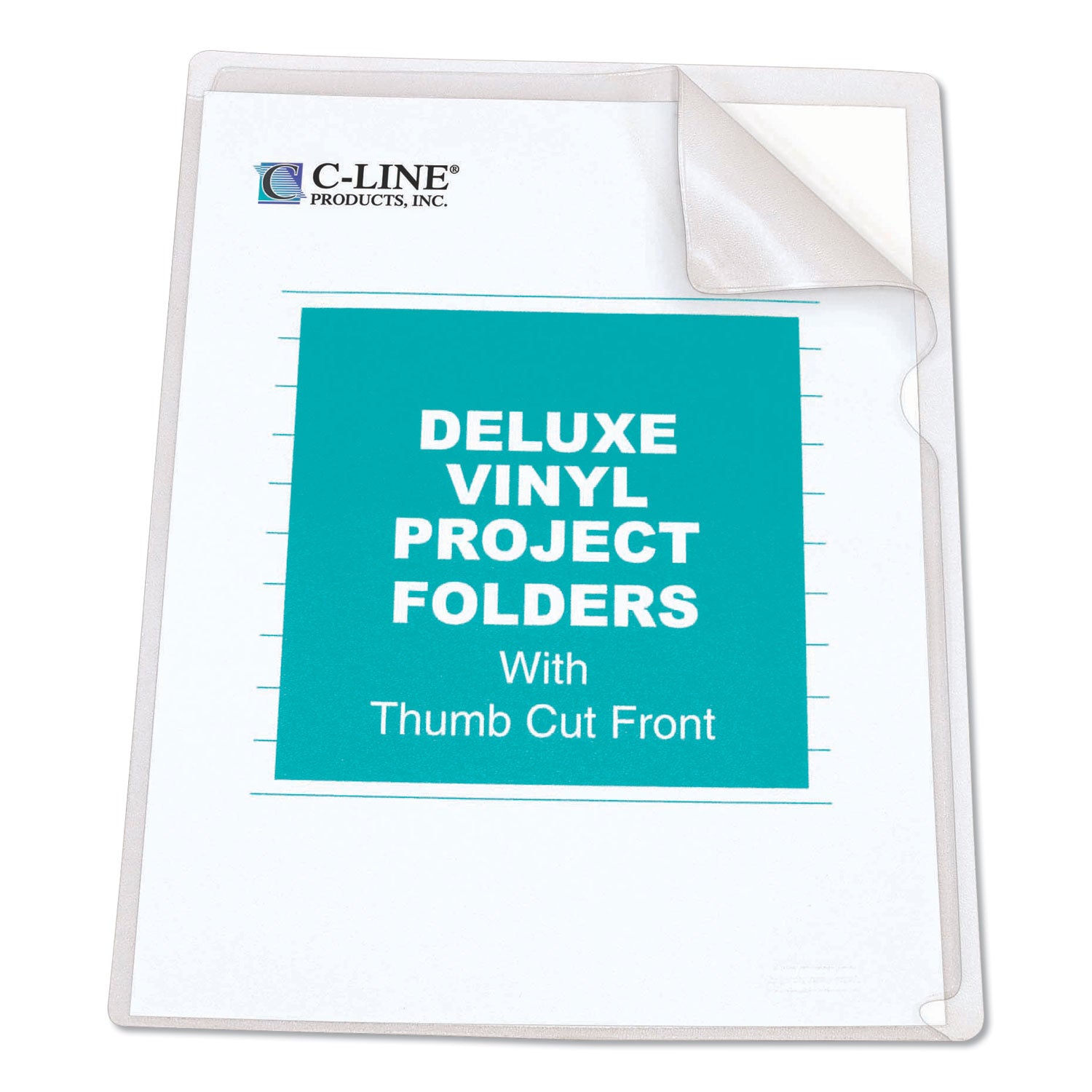 C-Line® Deluxe Vinyl Project Folders, Letter Size, Clear, 50/box