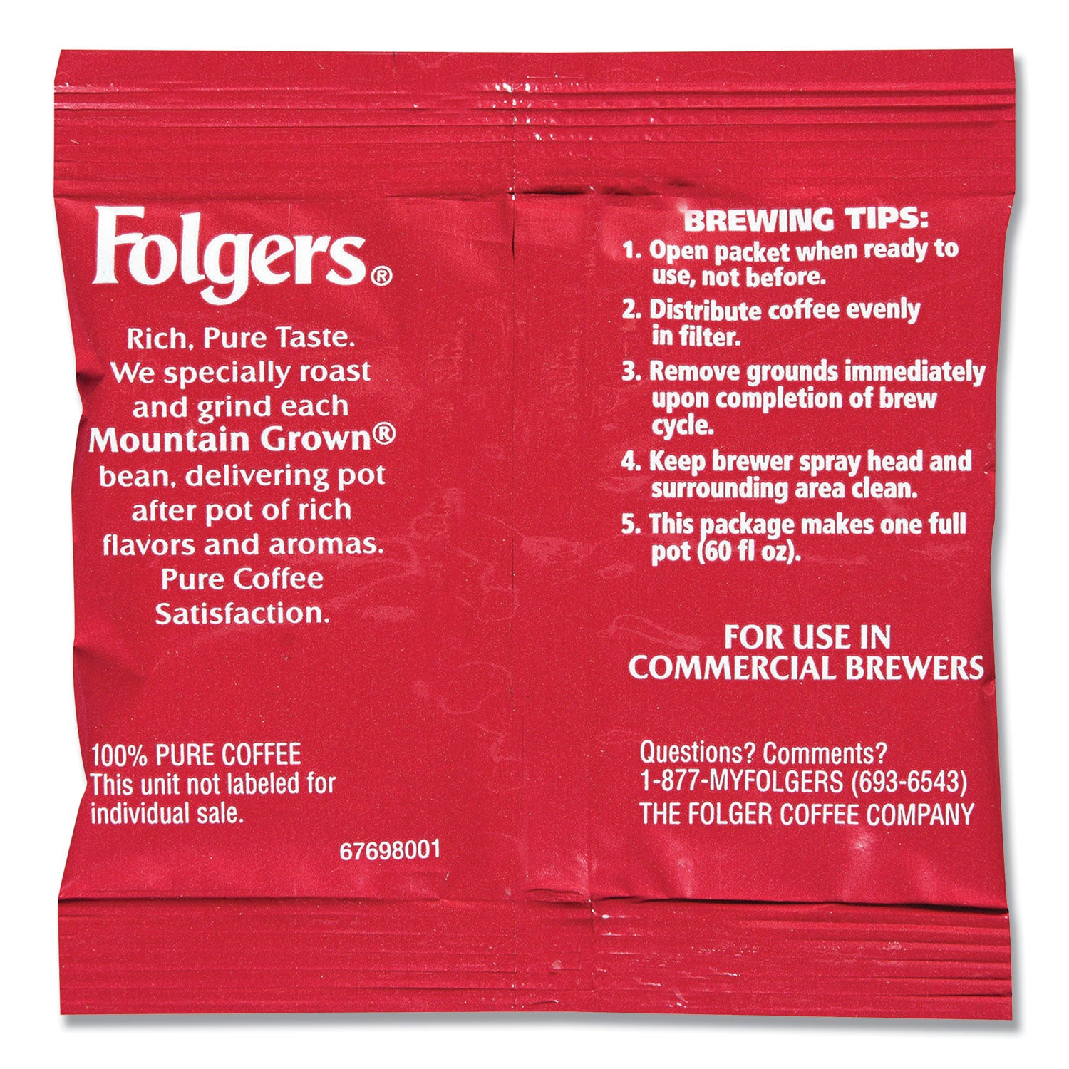 Folgers® Ground Coffee, Fraction Packs, Special Roast, 0.8 oz, 42/Carton