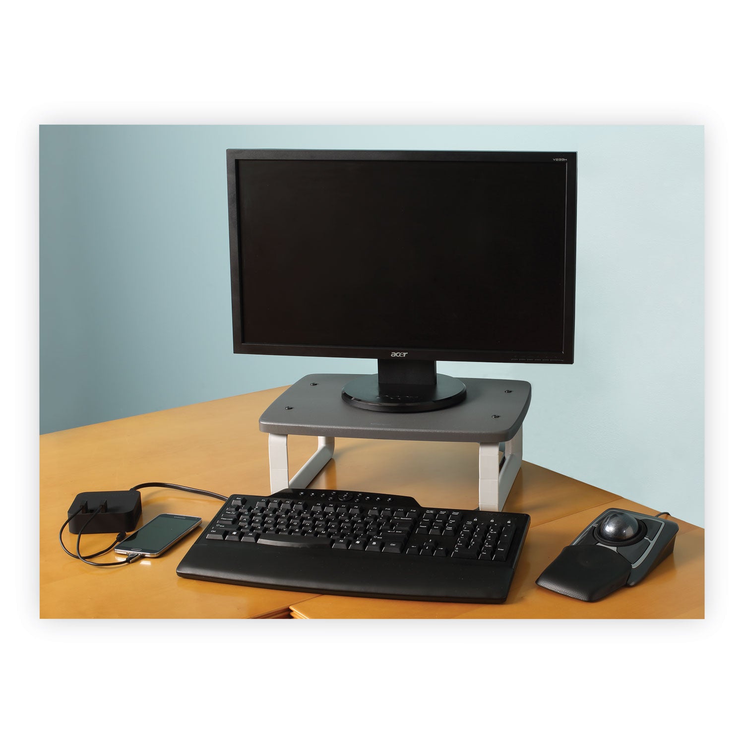 Kensington® Smartfit Monitor Stand Plus, 16.2" X 2.2" X 3" To 6", Black, Supports 80 Lbs