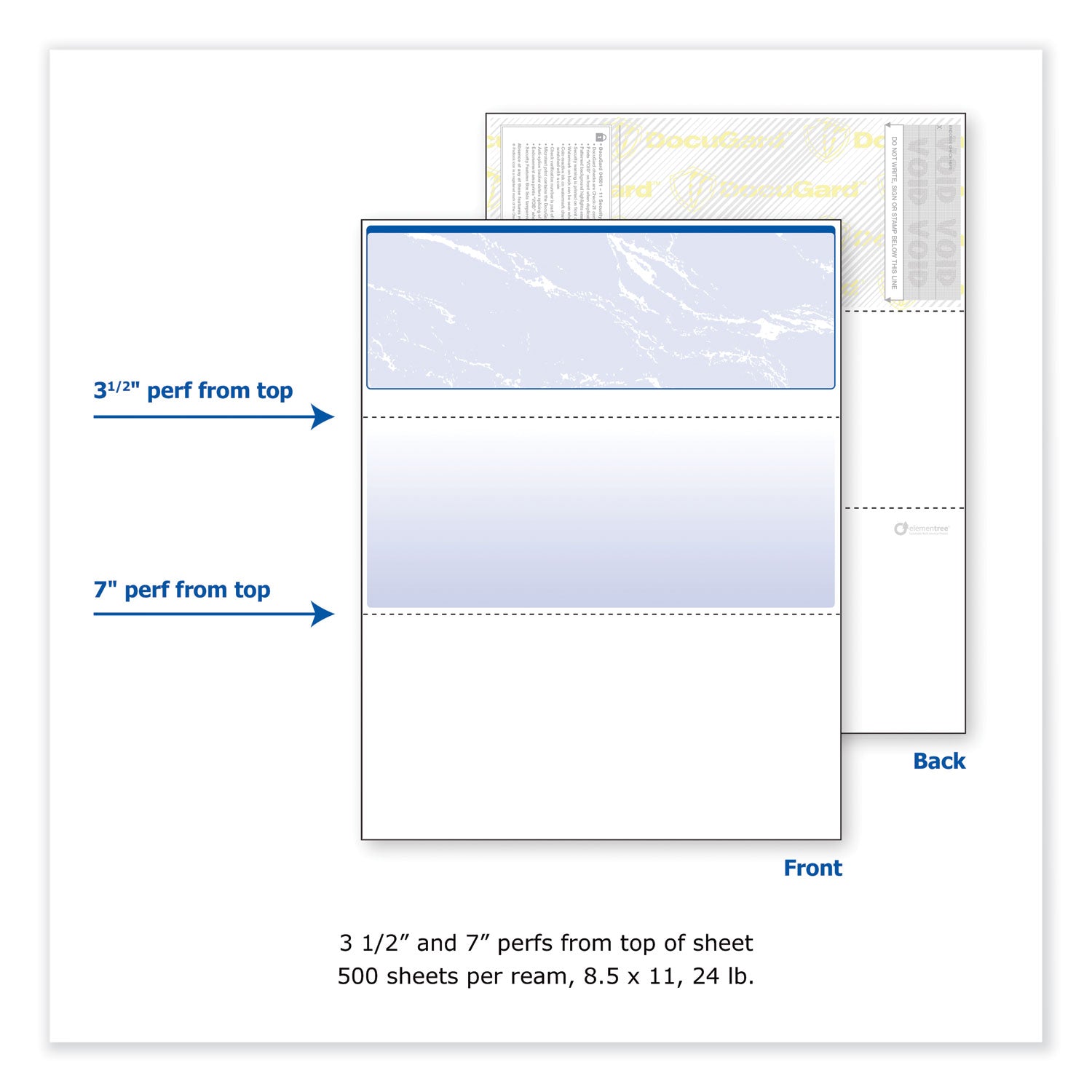 DocuGard™ Security Business Checks, 11 Features, 8.5 X 11, Blue Marble Top, 500/ream
