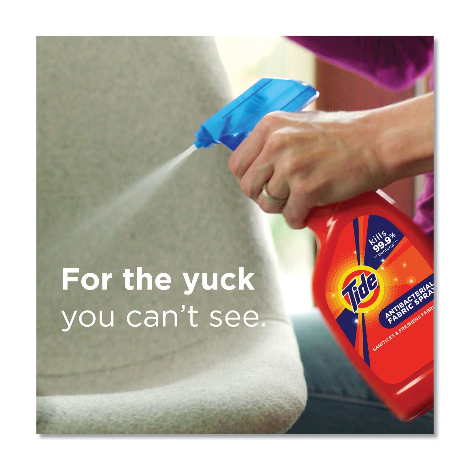 Tide® Antibacterial Fabric Spray, Light Scent, 22 Oz Spray Bottle, 6/carton