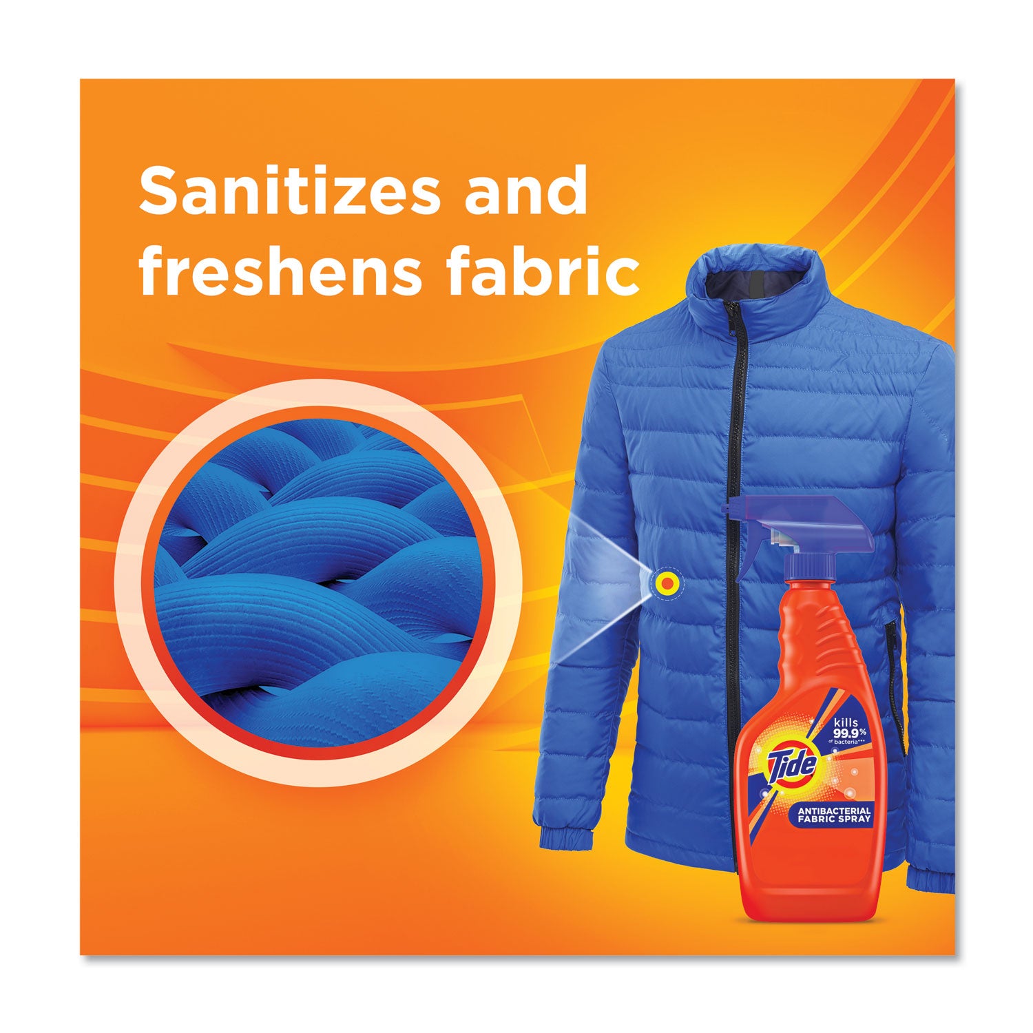 Tide® Antibacterial Fabric Spray, Light Scent, 22 Oz Spray Bottle, 6/carton