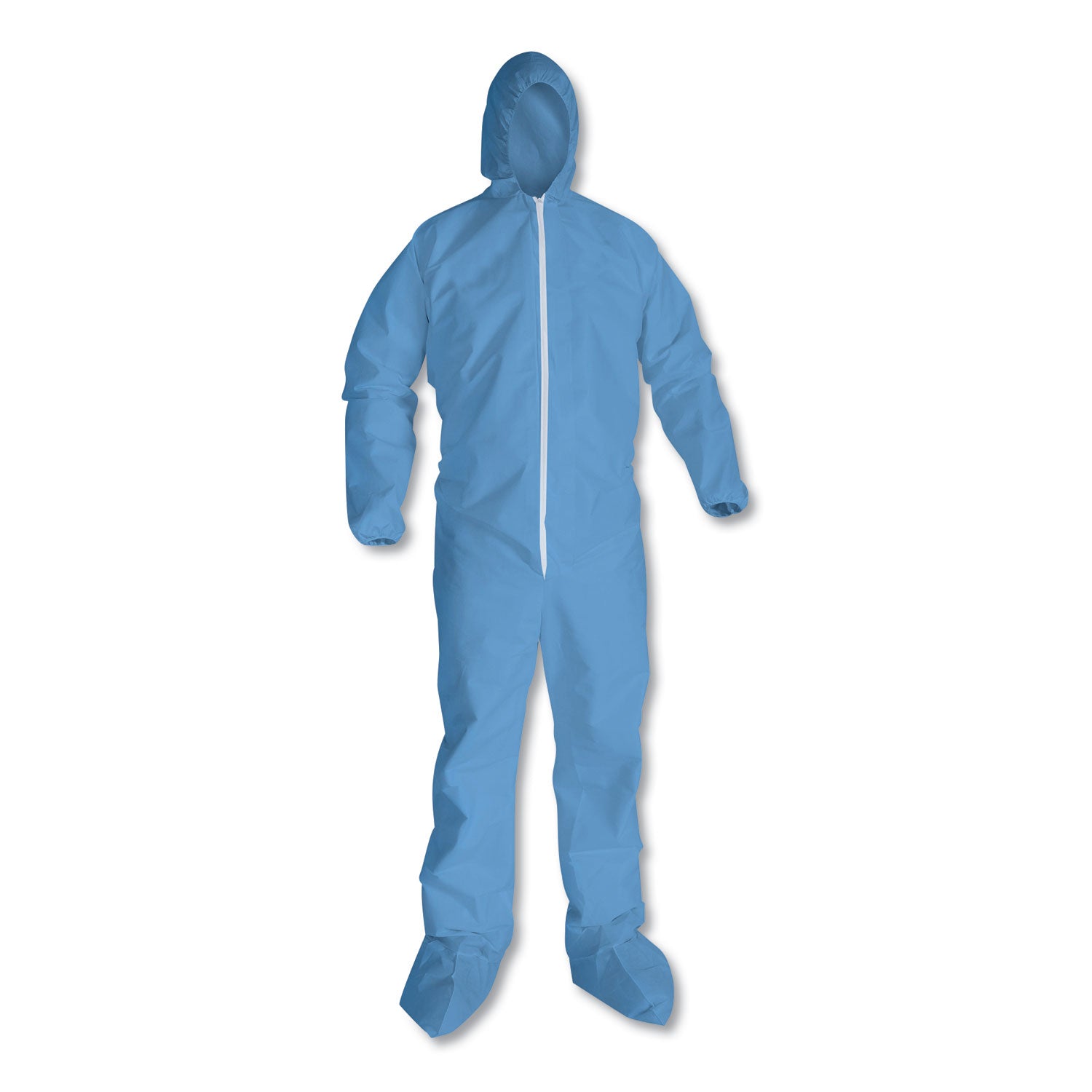 A65 Zipper Front Hood and Boot Flame-Resistant Coveralls, Elastic Wrist and Ankles, 2X-Large,Blue, 25/Carton