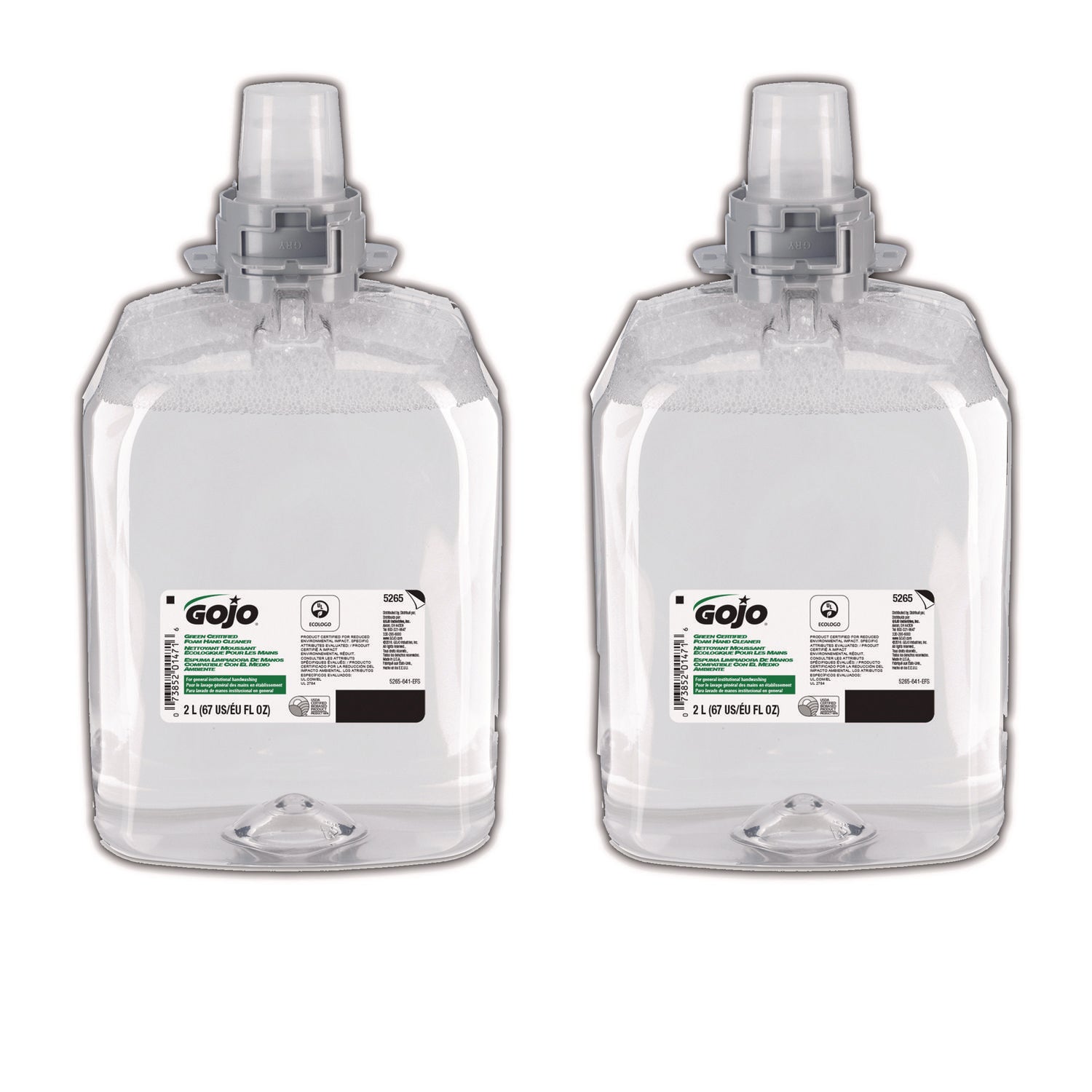 GOJO® Green Certified Foam Hand Cleaner, Refill for GOJO FMX-20 Push-Style Dispenser, Unscented, 2,000 mL, 2/Carton