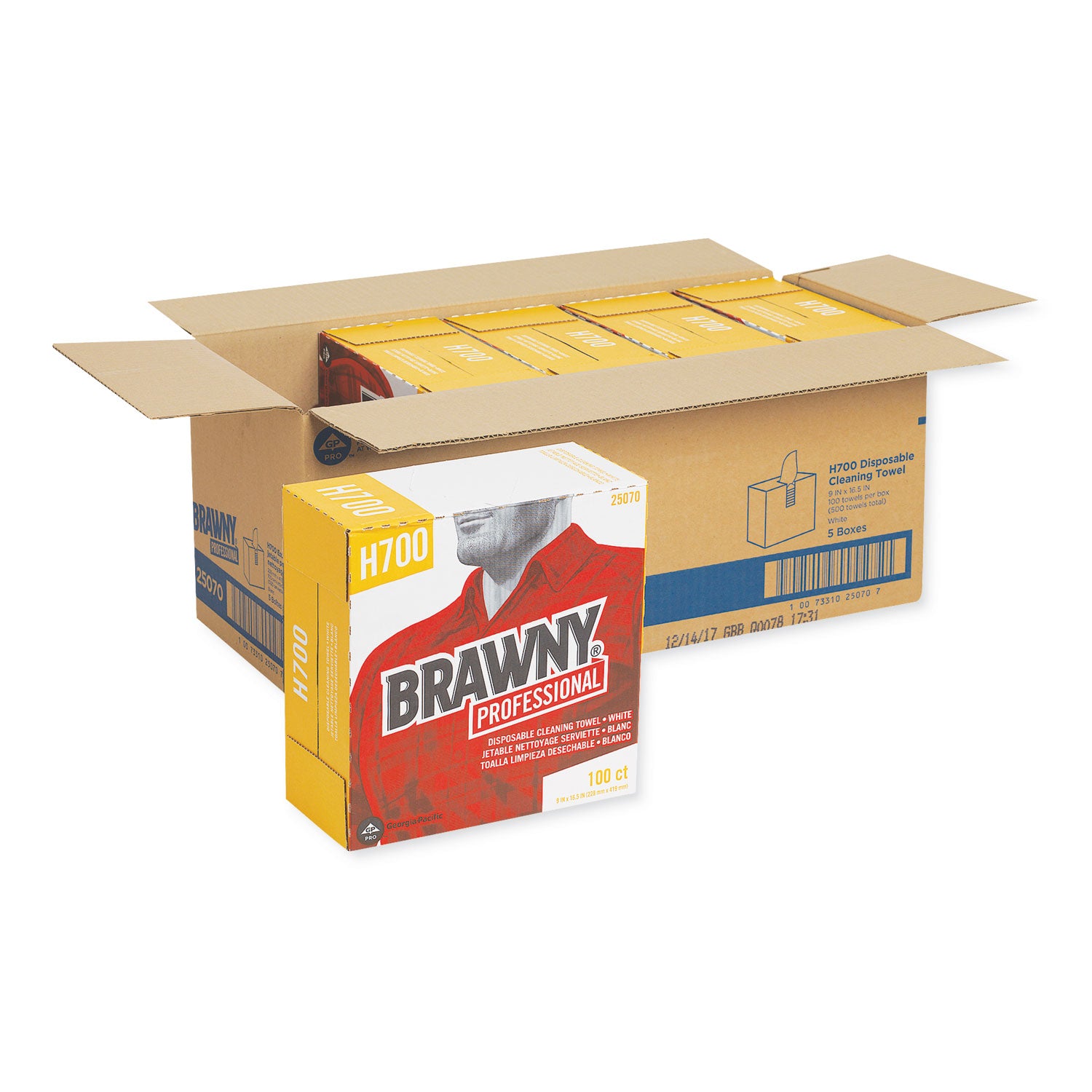 Brawny® Professional Medium Weight Hef Shop Towels, 9 1/8 X 16 1/2, 100/box, 5 Boxes/carton