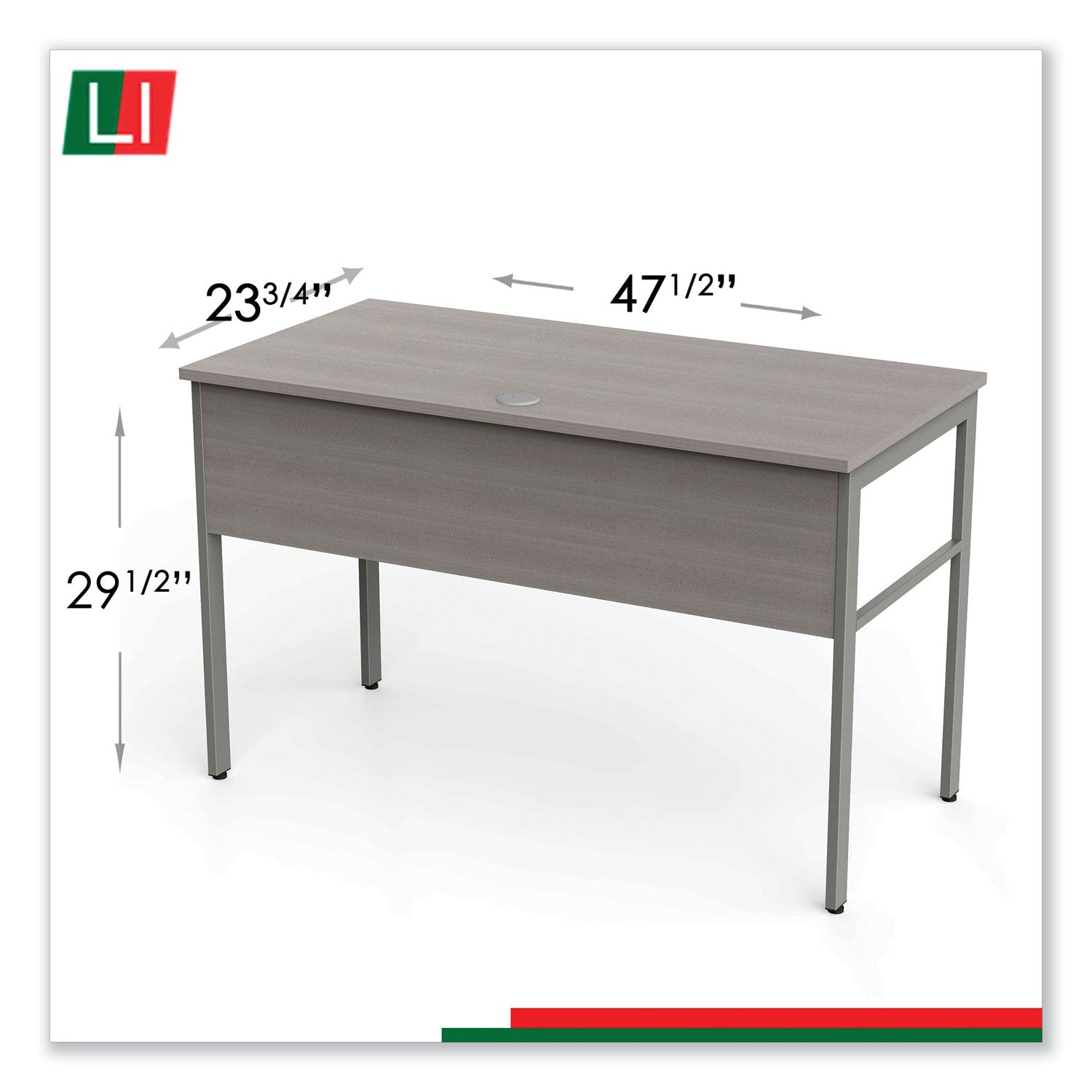 Linea Italia® Urban Series Desk Workstation, 47.25" X 23.75" X 29.5", Ash