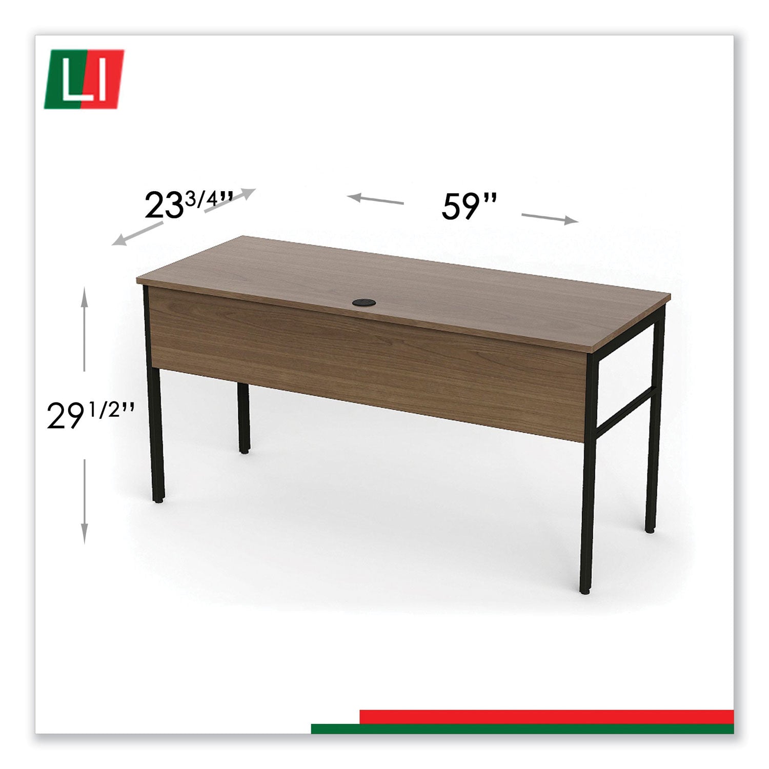 Linea Italia® Urban Series Desk Workstation, 59" X 23.75" X 29.5", Natural Walnut