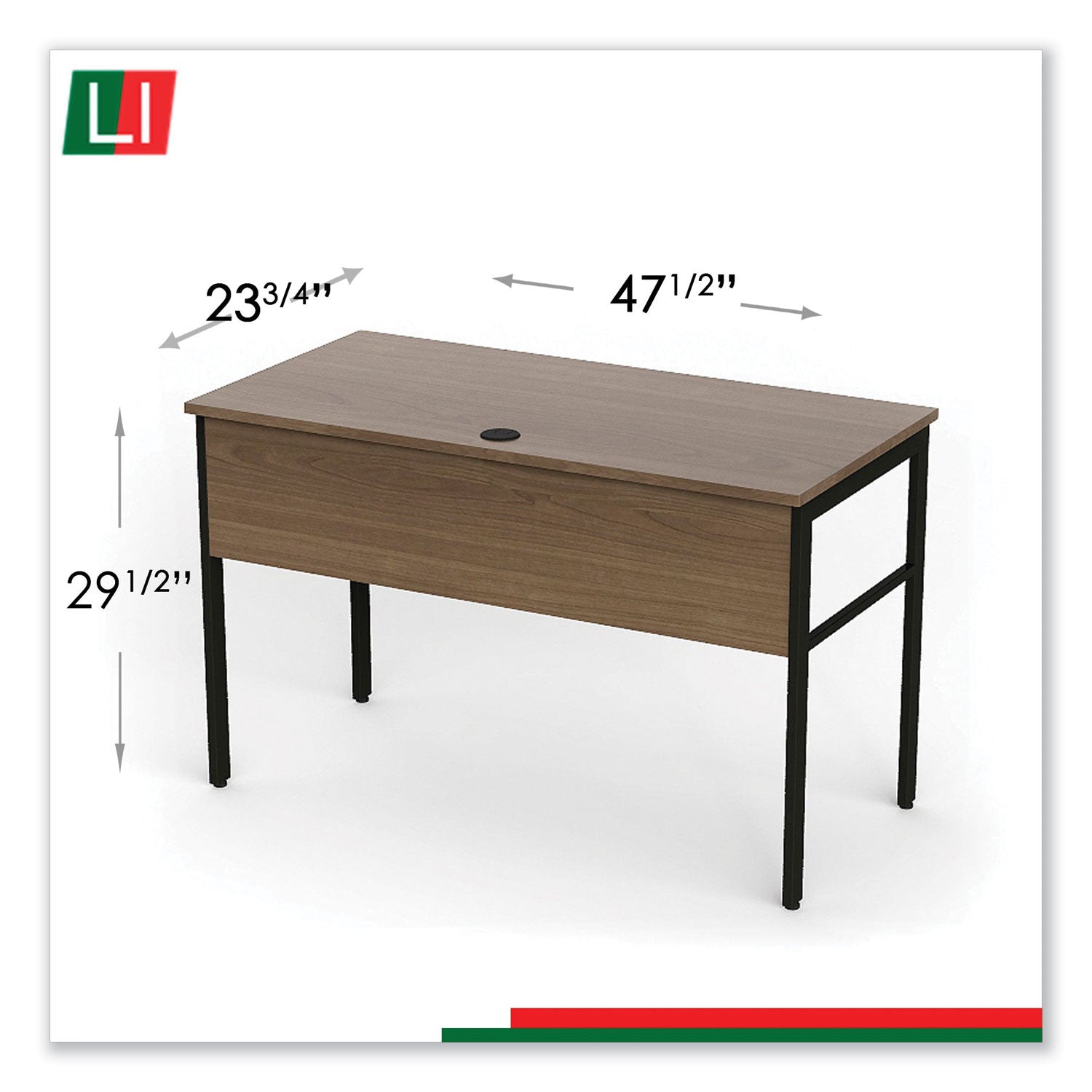Linea Italia® Urban Series Desk Workstation, 47.25" X 23.75" X 29.5", Natural Walnut