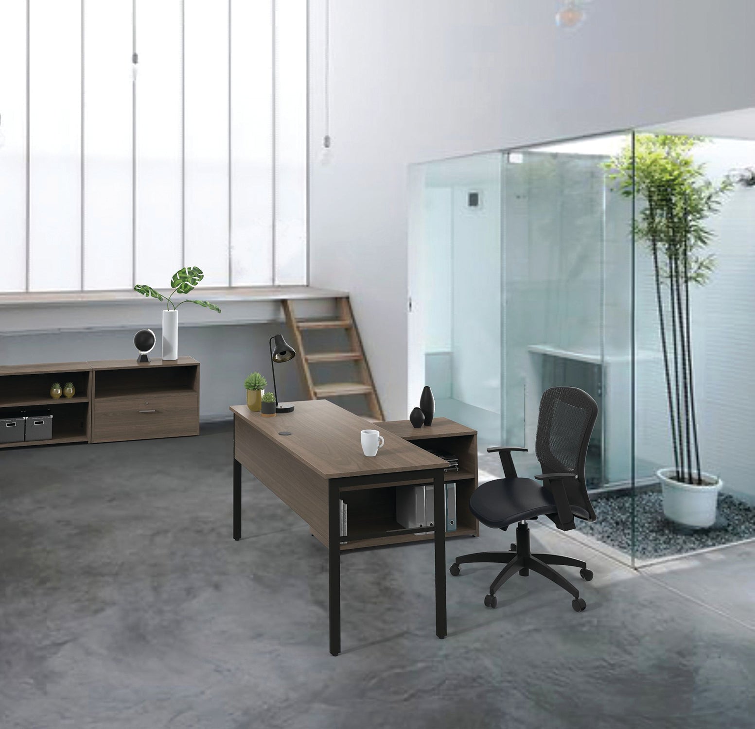 Linea Italia® Urban Series Desk Workstation, 47.25" X 23.75" X 29.5", Natural Walnut