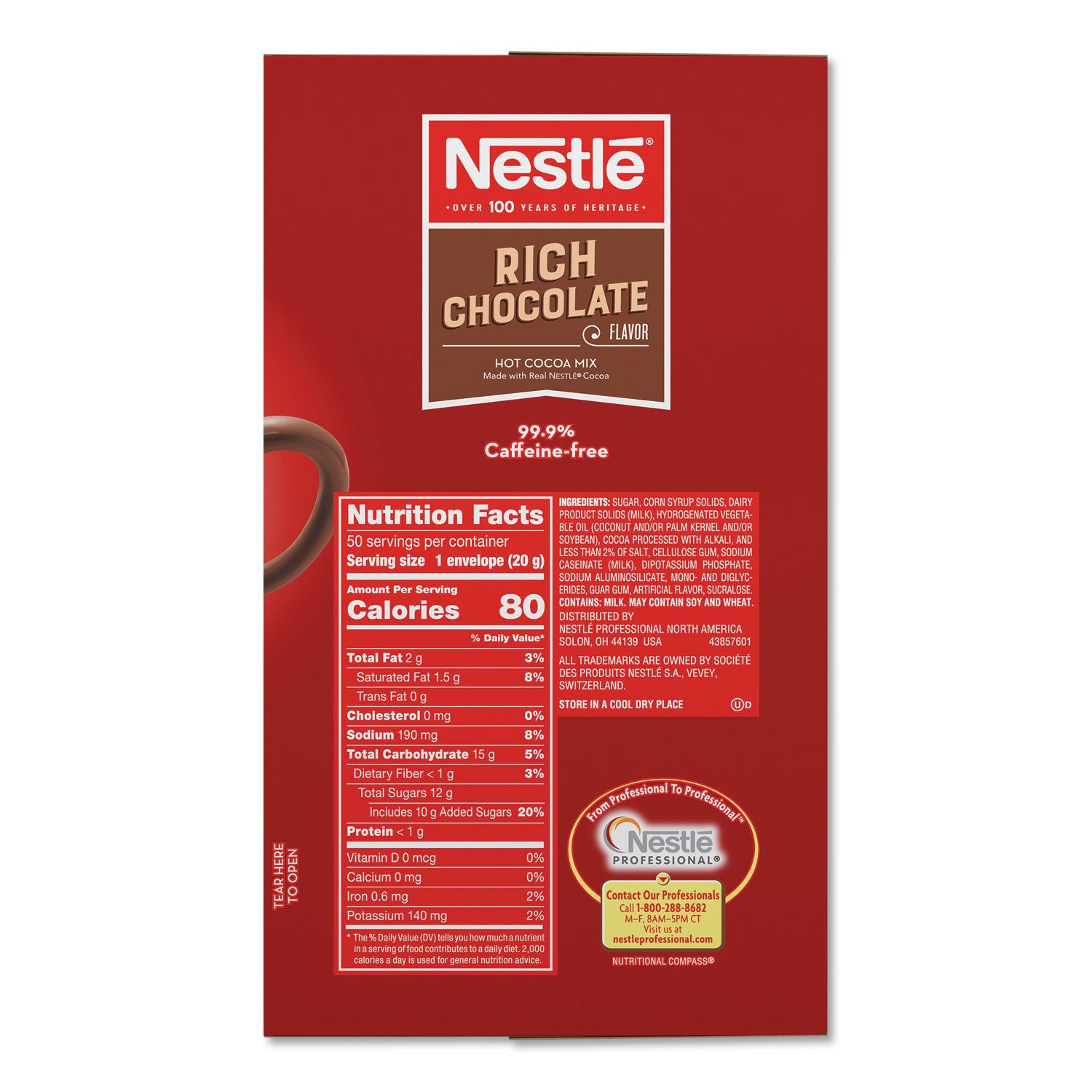 Nestlé® Hot Cocoa Mix, Rich Chocolate, 0.71 Oz Packets, 50/box, 6 Box/carton