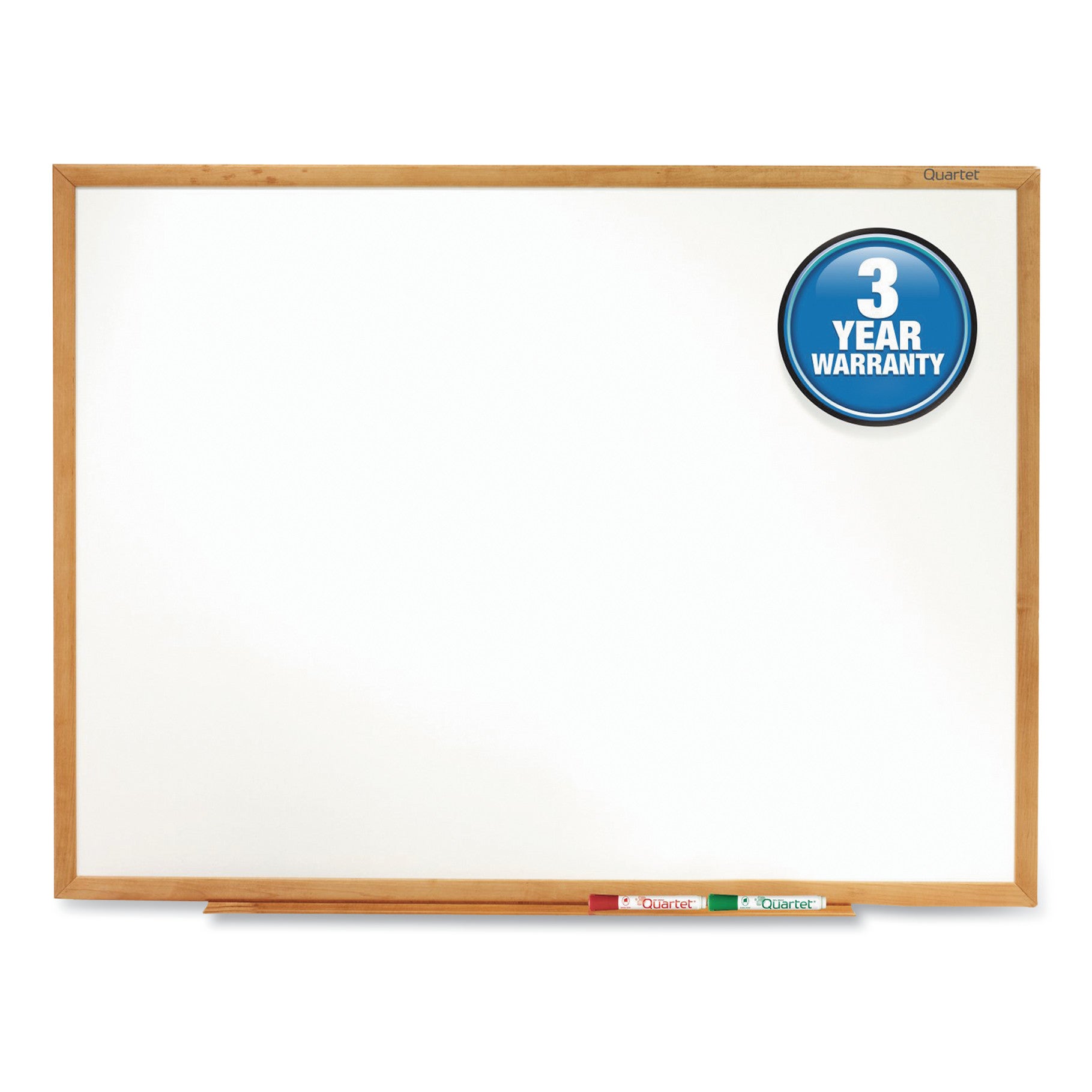 Quartet® Classic Series Total Erase Dry Erase Boards, 36" x 24", White Surface, Oak Finished Fiberboard (MDF) Frame