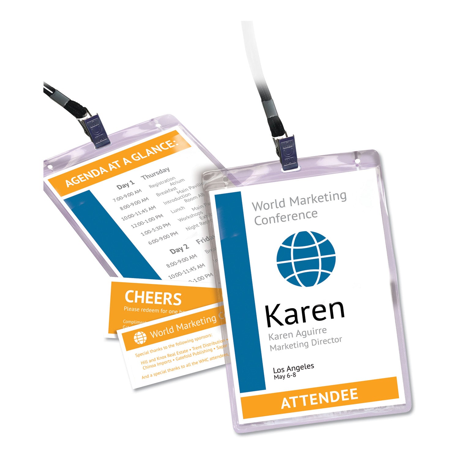 Avery® Lanyard-Style Badge Holder W/laser/inkjet Inserts, Top Load, 4.25 X 6, We, 25/pk