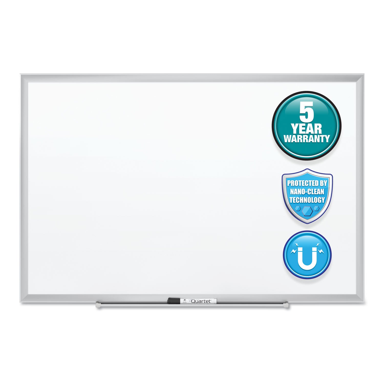 Quartet® Classic Series Nano-Clean Dry Erase Board, 72" x 48", White Surface, Satin Aluminum Frame