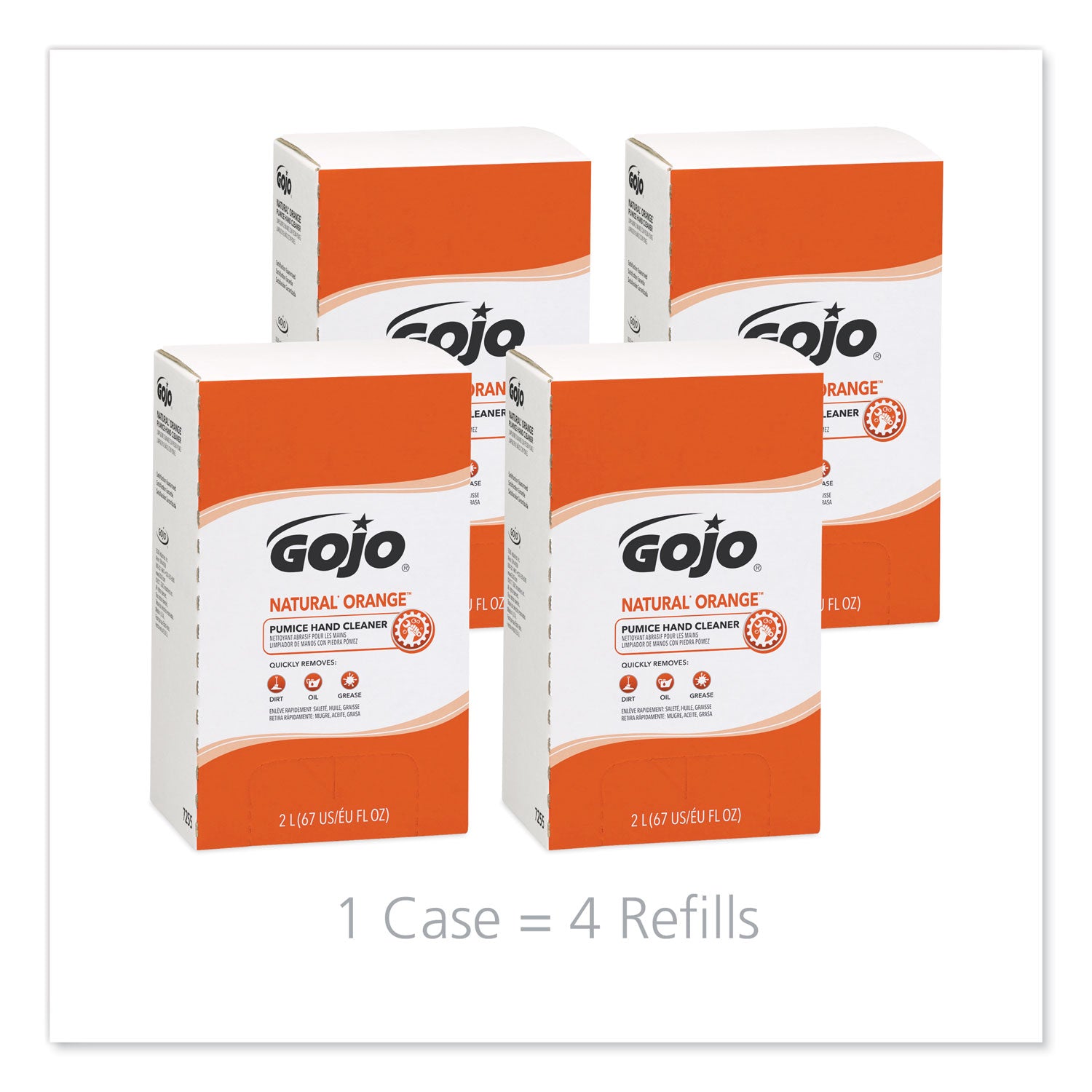 GOJO® NATURAL ORANGE Pumice Hand Cleaner Refill, Citrus Scent, 2,000 mL, 4/Carton