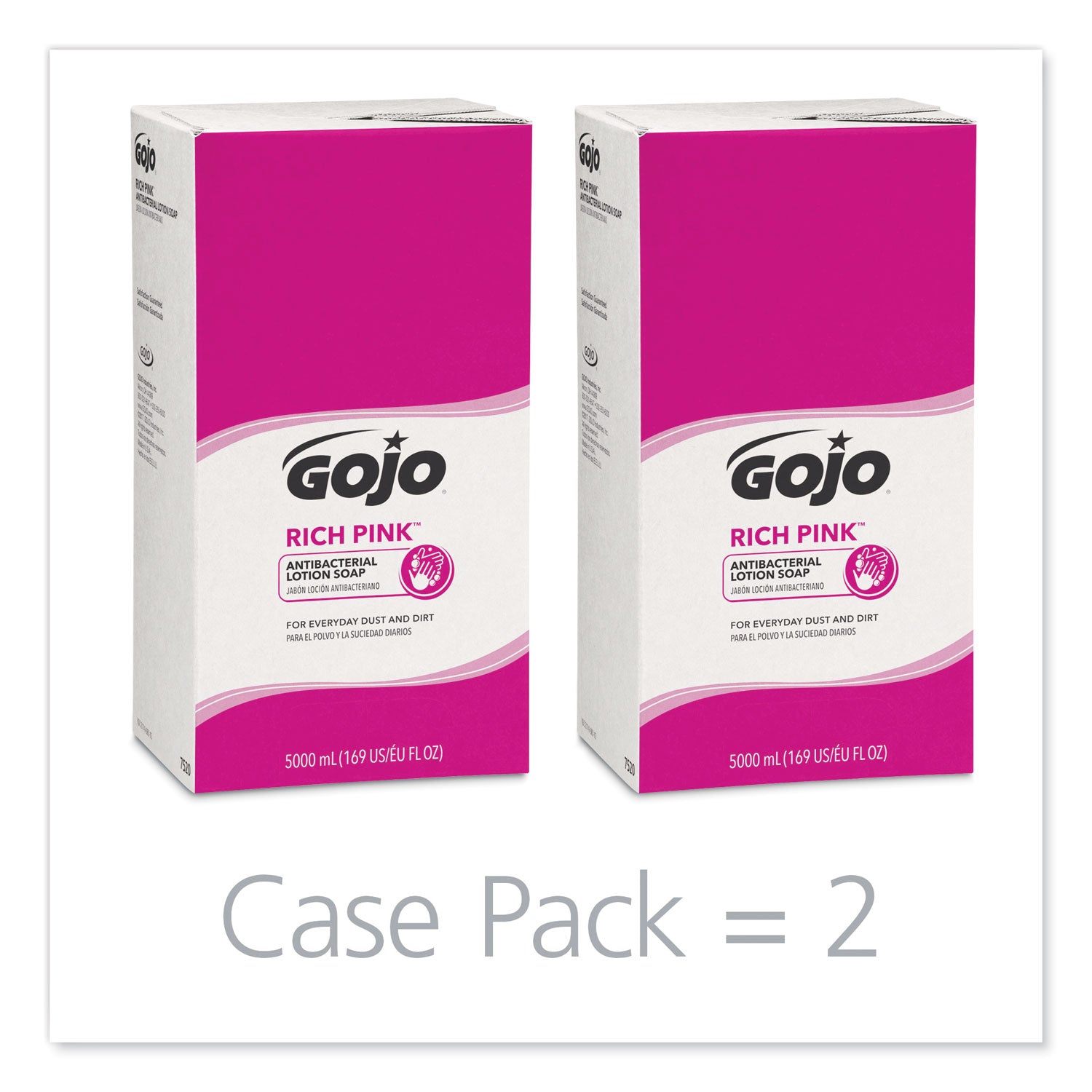 GOJO® RICH PINK Antibacterial Lotion Soap Refill, Floral Scent, 5,000 mL, 2/Carton