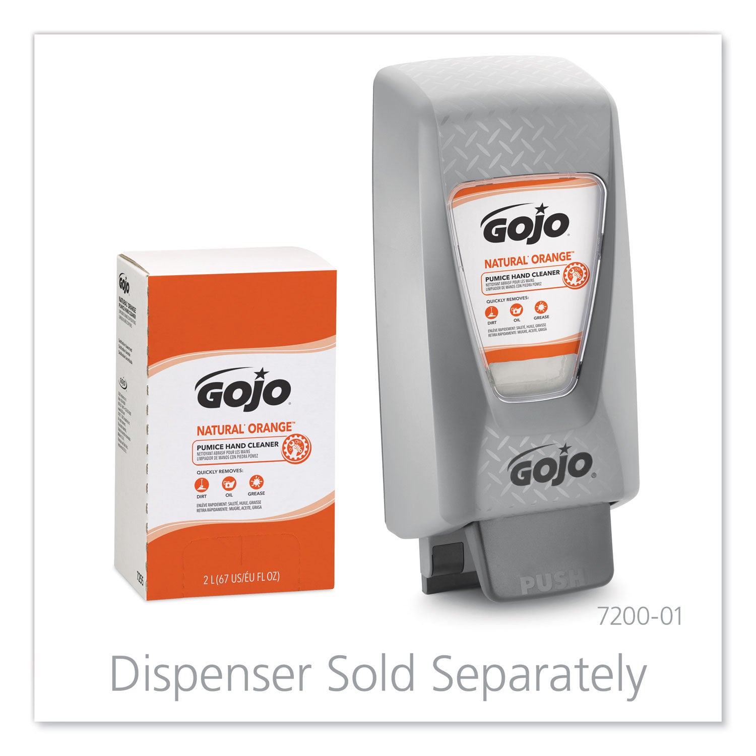 GOJO® NATURAL ORANGE Pumice Hand Cleaner Refill, Citrus Scent, 2,000 mL, 4/Carton