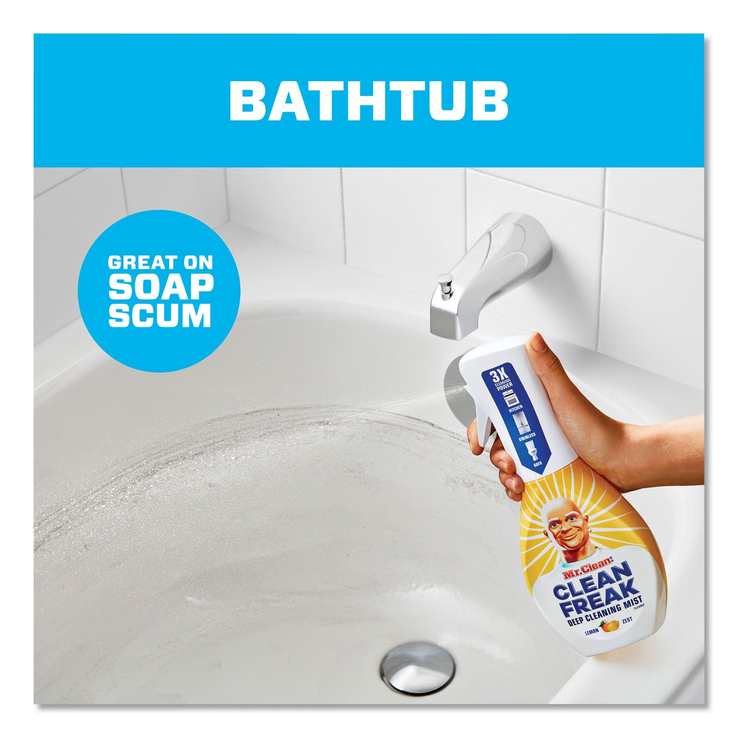 Mr. Clean® Clean Freak Deep Cleaning Mist Multi-Surface Spray, Lemon, 16 Oz Spray Bottle, 6/carton