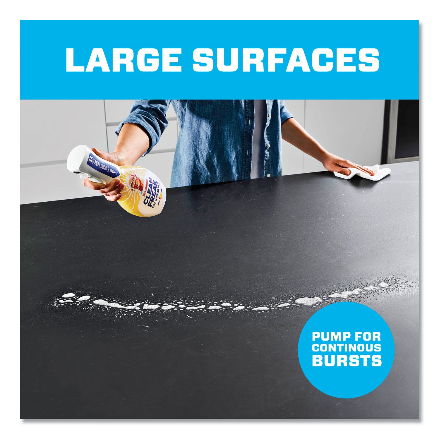 Mr. Clean® Clean Freak Deep Cleaning Mist Multi-Surface Spray, Lemon, 16 Oz Spray Bottle, 6/carton