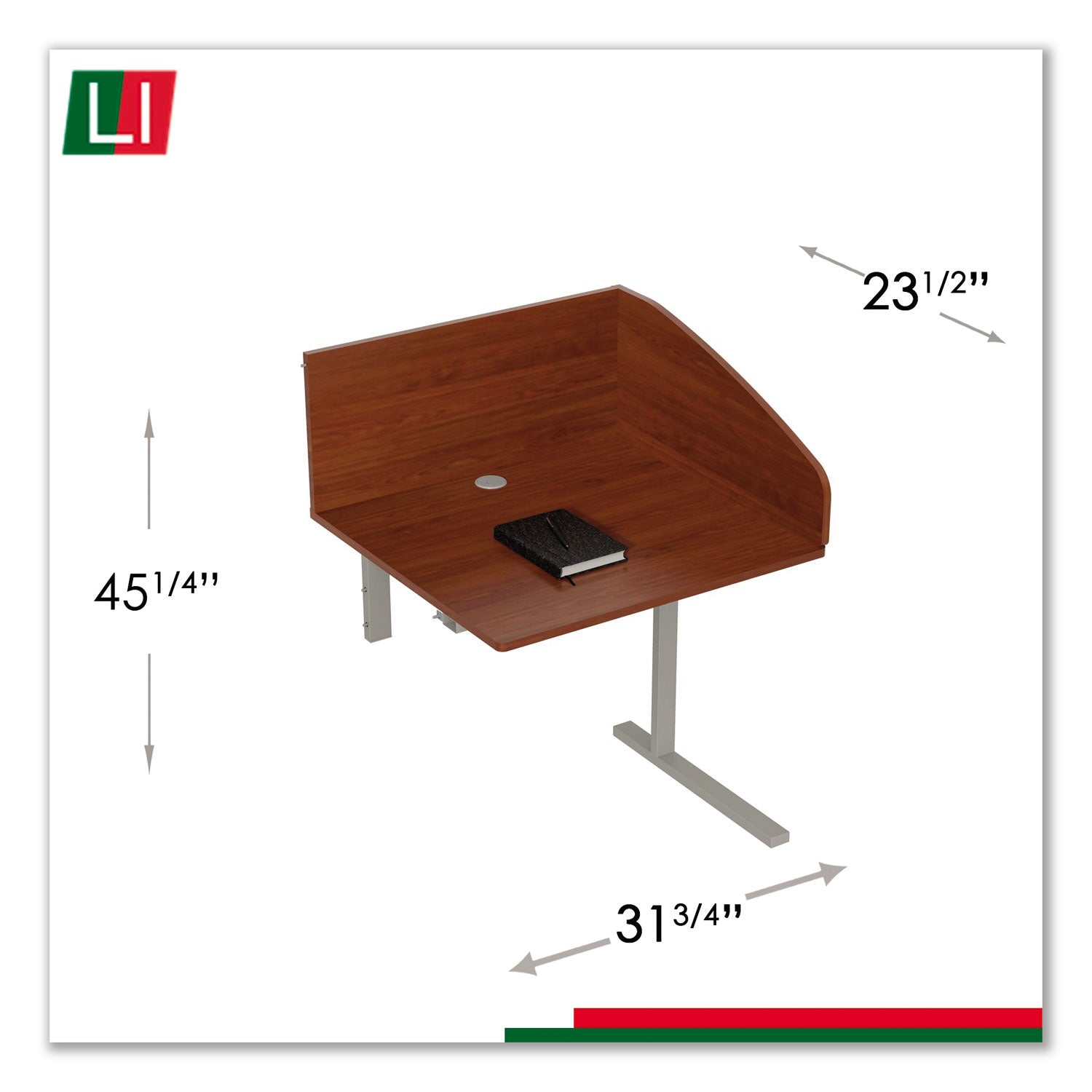 Linea Italia® Study Carrell Add On, 1-Leg, 31.25 X 23.25 X 45.25, Cherry