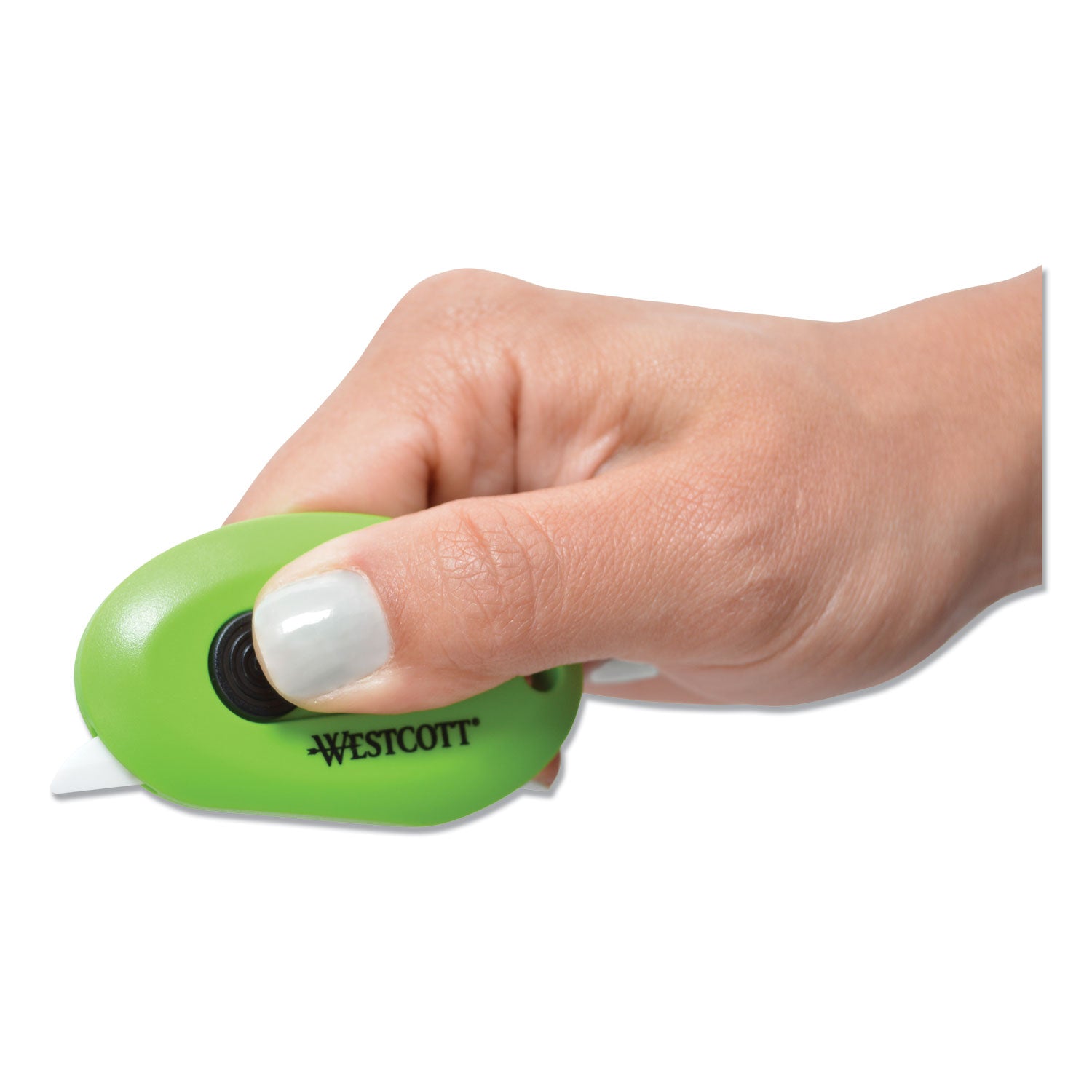 Westcott® Compact Safety Ceramic Blade Box Cutter, Retractable Blade, 0.5" Blade, 2.5" Plastic Handle, Green