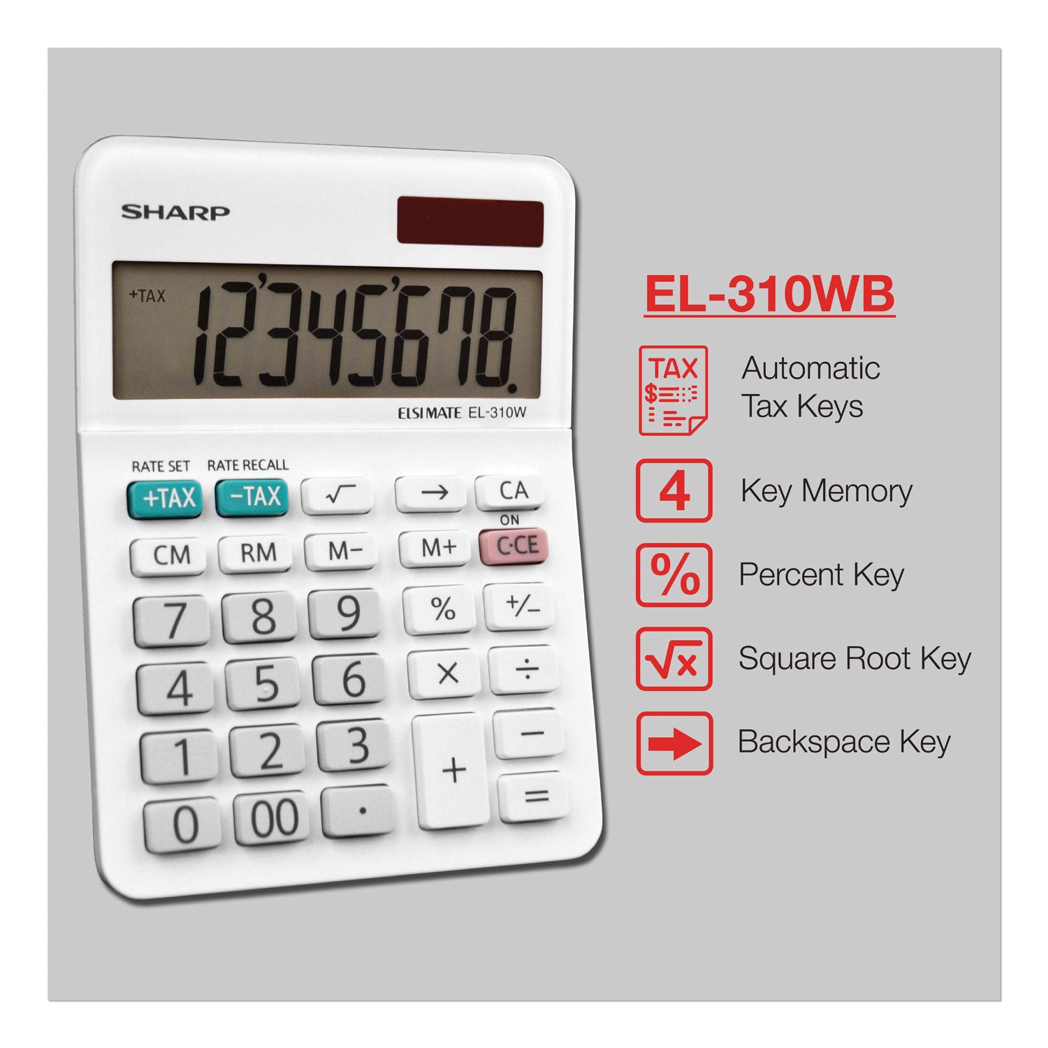 Sharp® El-310wb Mini Desktop Calculator, 8-Digit Lcd