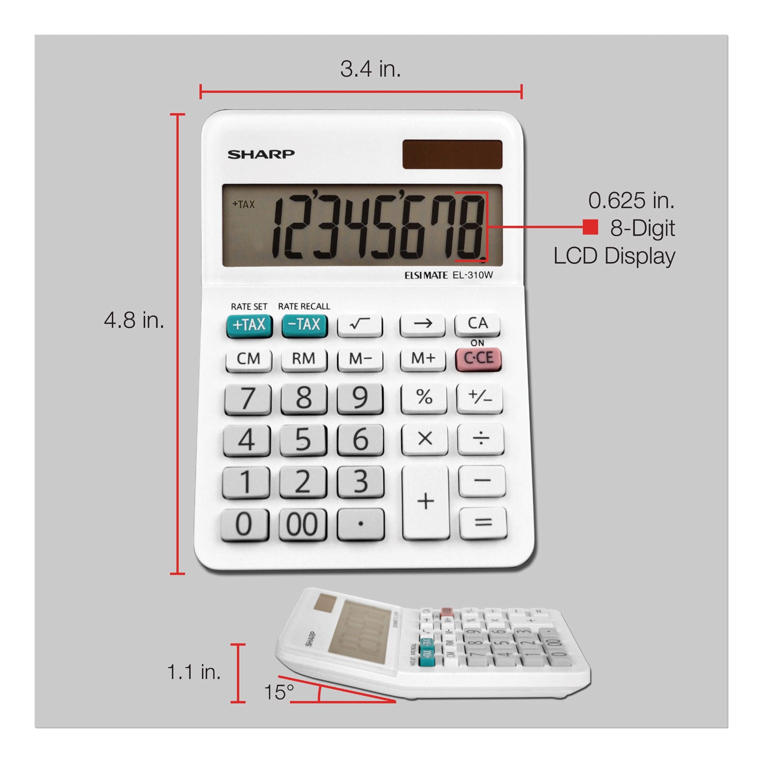 Sharp® El-310wb Mini Desktop Calculator, 8-Digit Lcd