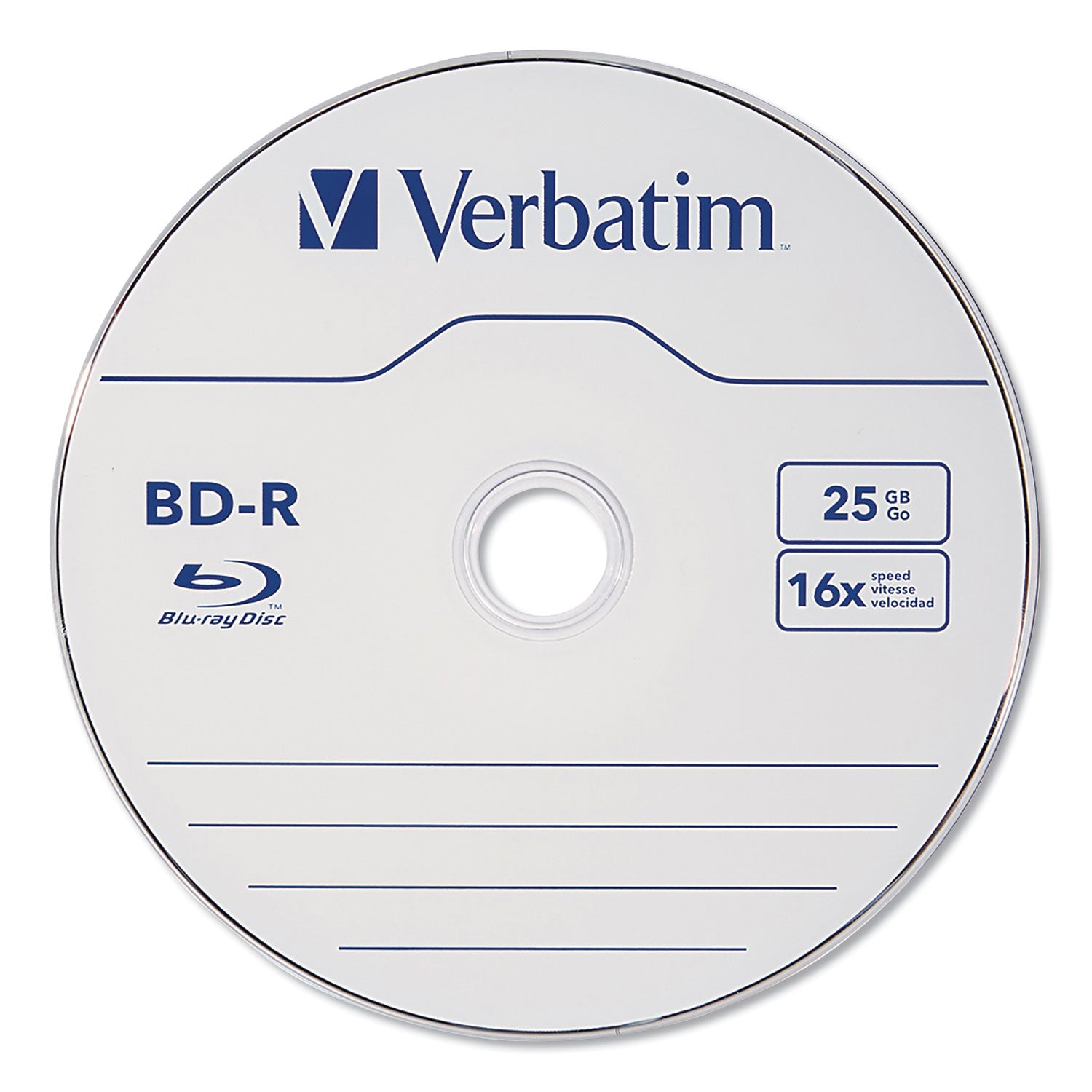 Verbatim® Bd-R Blu-Ray Disc, 25 Gb, 16x, White, 25/pack