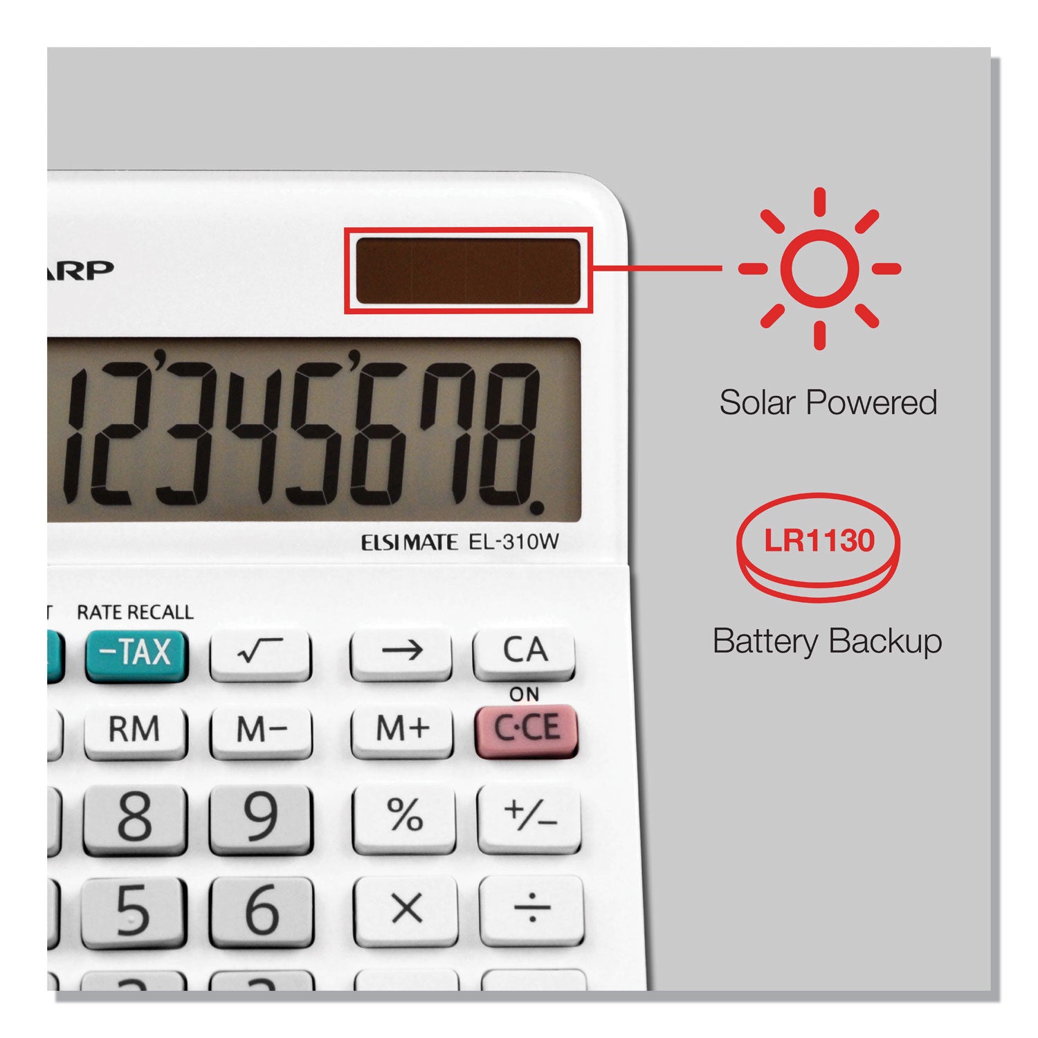 Sharp® El-310wb Mini Desktop Calculator, 8-Digit Lcd