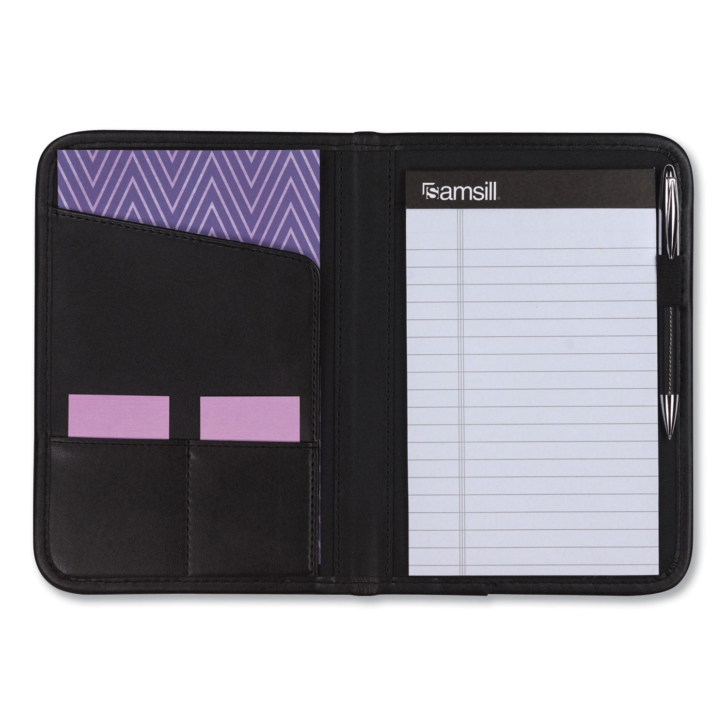 Samsill® Professional Padfolio, 3/4w X 9 1/4h, Open Style, Black
