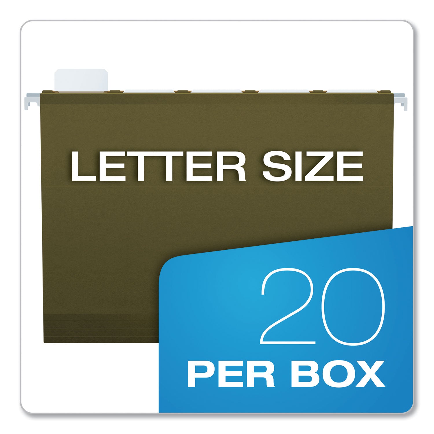 Pendaflex® Ready-Tab Reinforced Hanging File Folders, Letter Size, 1/5-Cut Tabs, Standard Green, 25/Box