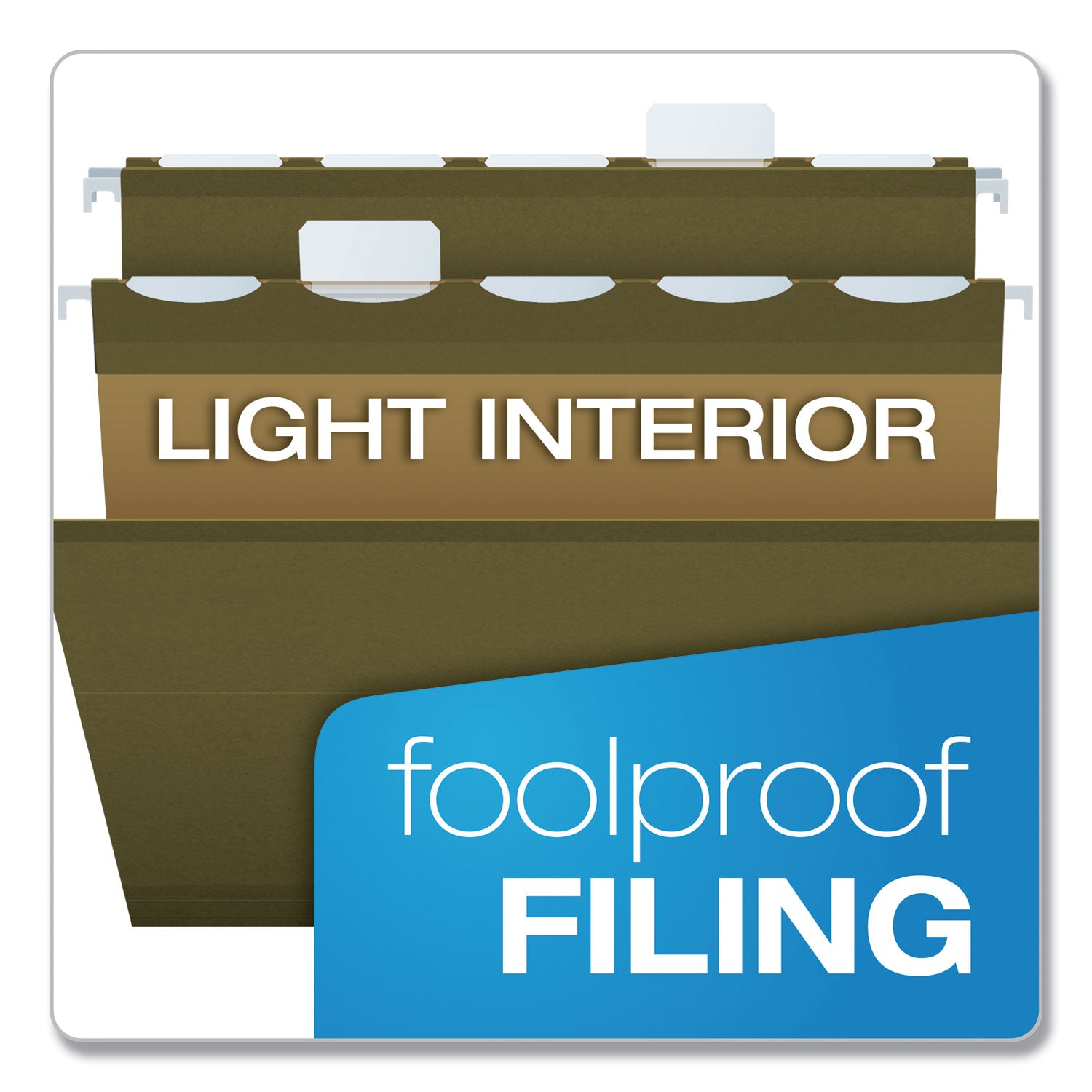 Pendaflex® Ready-Tab Reinforced Hanging File Folders, Letter Size, 1/5-Cut Tabs, Standard Green, 25/Box