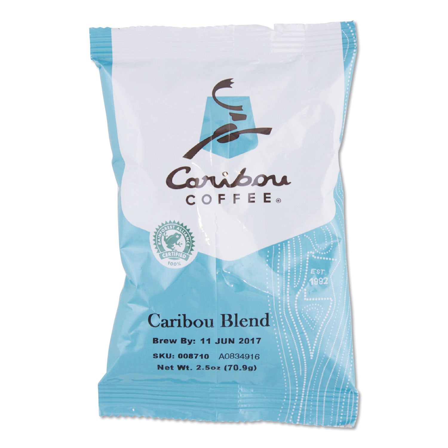 Caribou Blend Ground Coffee, 2.5 oz, 18/Carton