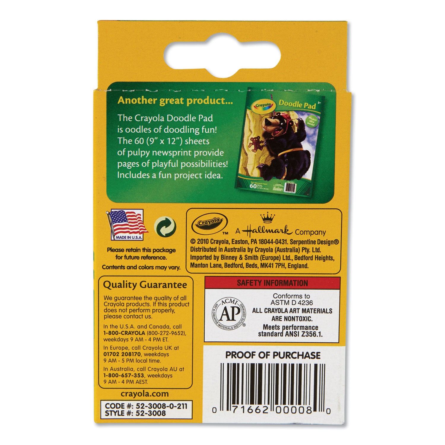 Crayola® Classic Color Crayons, Peggable Retail Pack, Peggable Retail Pack, 8 Colors/pack