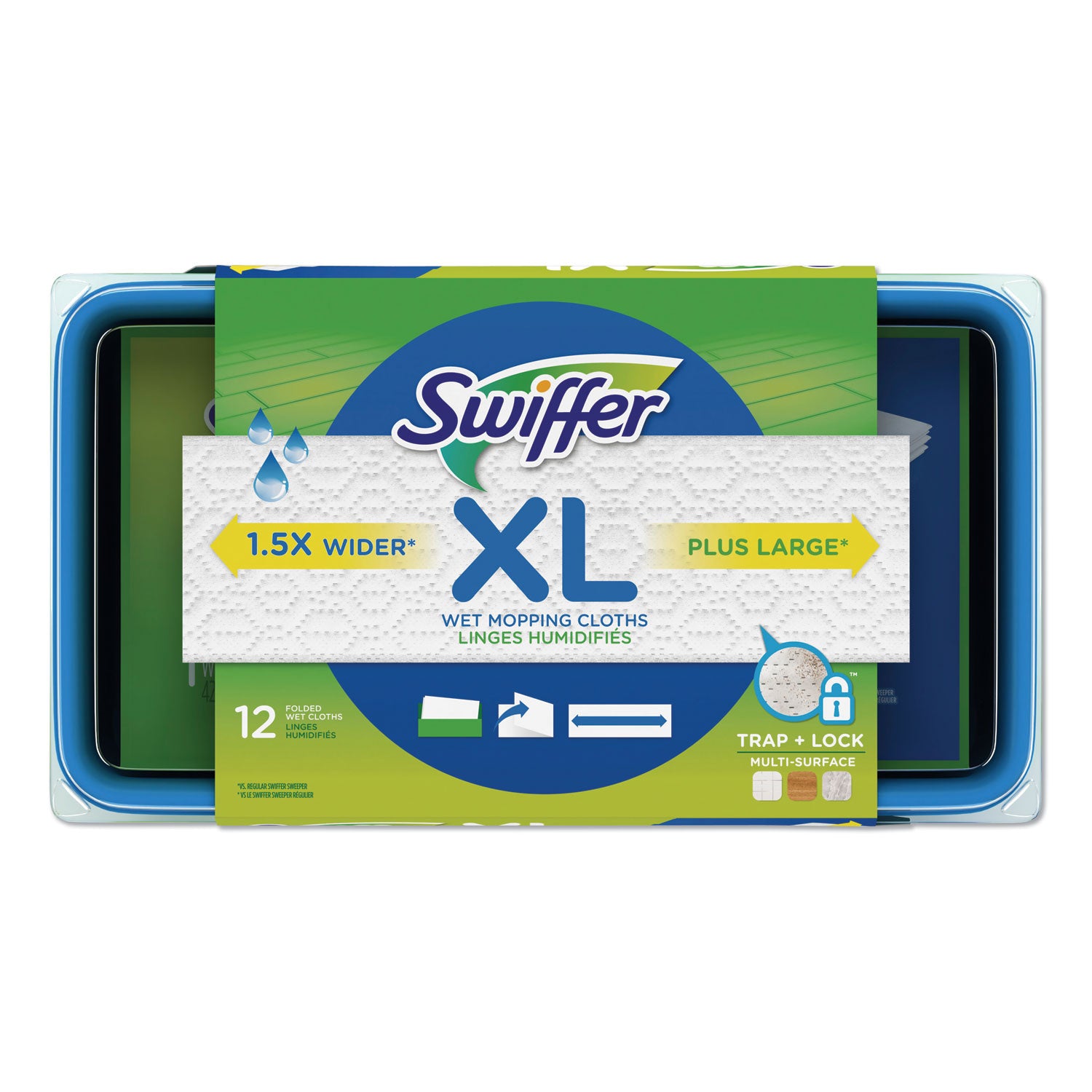 Swiffer® Max/XL Wet Refill Cloths, 16.5 x 9, White, 12/Tub, 6 Tubs/Carton