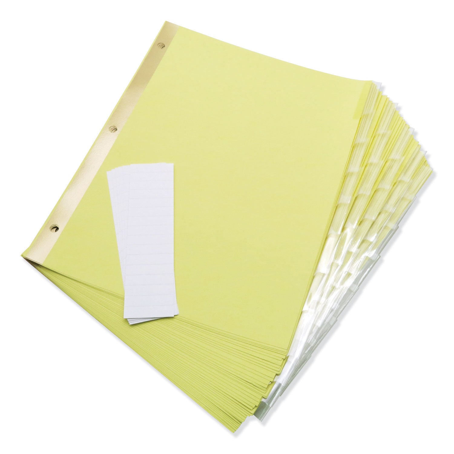 Universal® Deluxe Extended Insertable Tab Indexes, 8-Tab, 11 x 8.5, Buff, Clear Tabs, 6 Sets