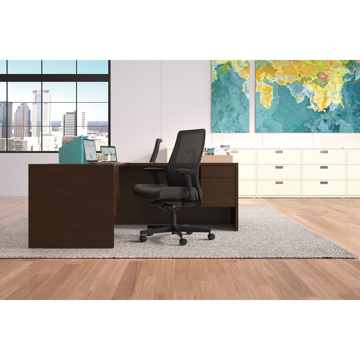 HON® Endorse Mesh Mid-Back Work Chair, Supports Up To 300 Lb, 17.5" To 21.75" Seat Height, Black