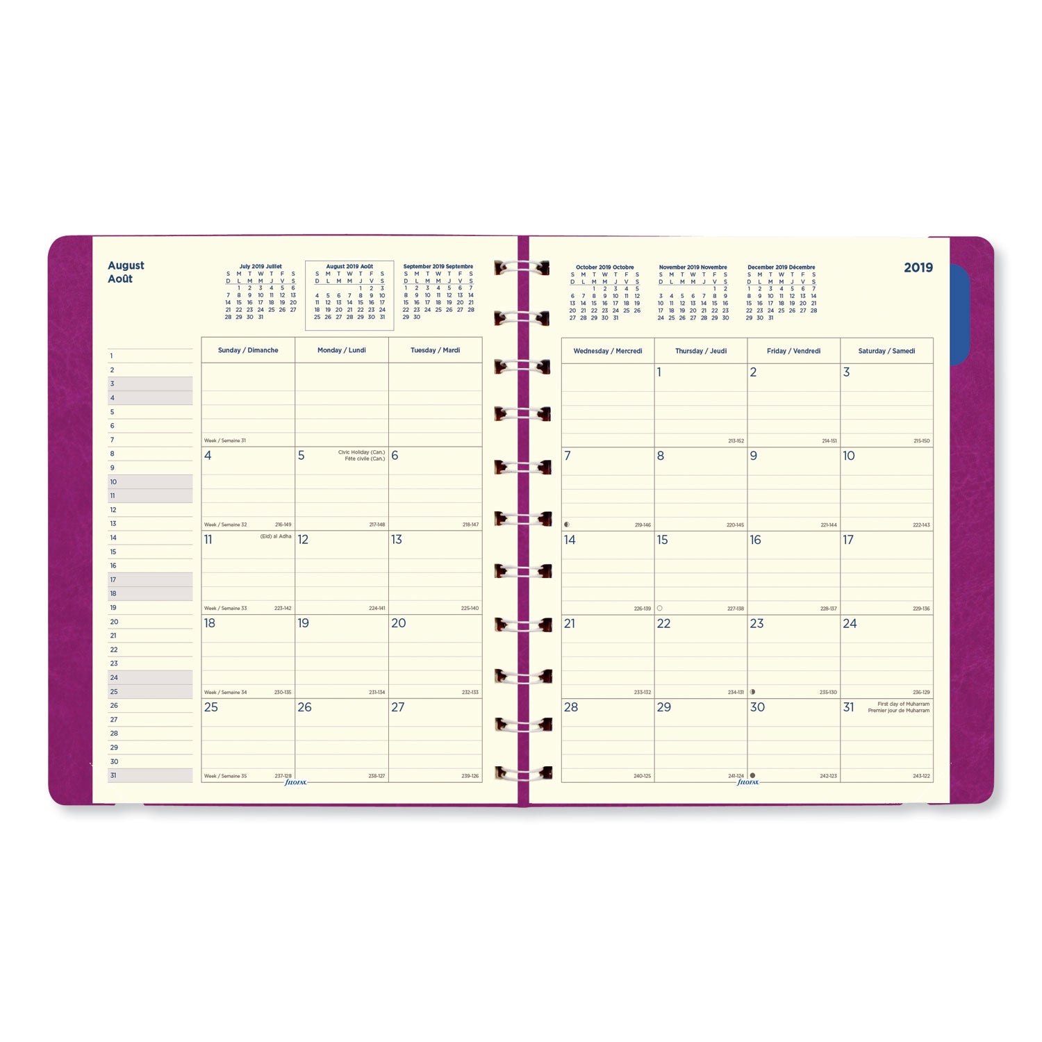 Filofax® Soft Touch 17-Month Planner, 10.88 x 8.5, Fuchsia Cover, 17-Month: Aug 2024 to Dec 2025