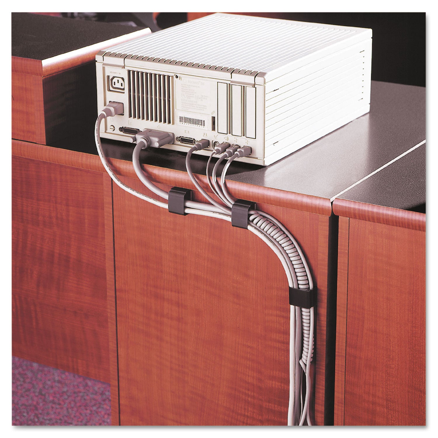 Cord Away® Self-Adhesive Wire Clips, Black, 6/pack