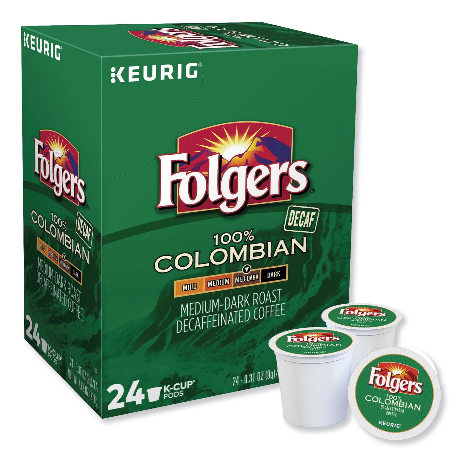 Folgers® 100% Colombian Decaf Coffee K-Cups, 24/box
