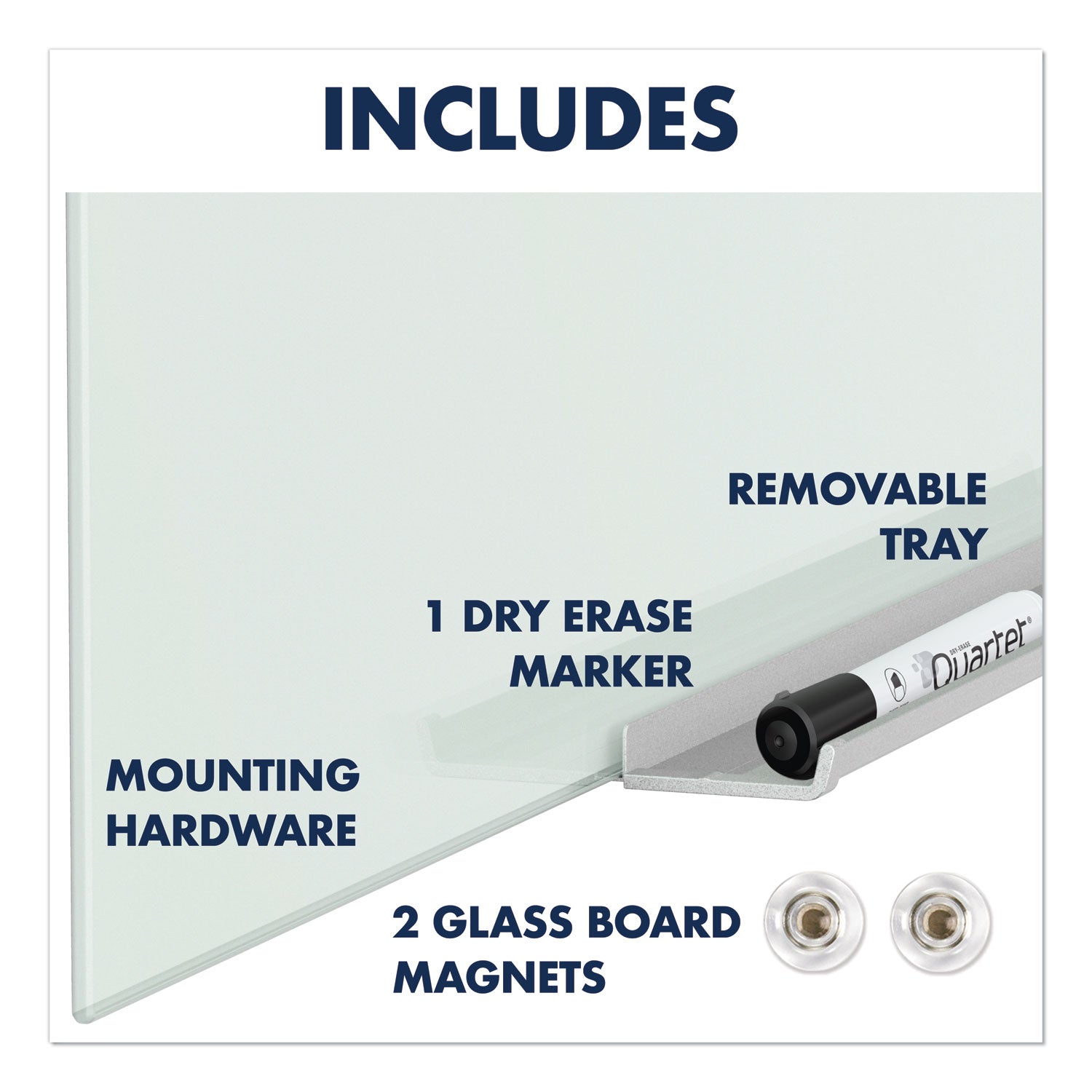 Quartet® InvisaMount Magnetic Glass Marker Board, 85" x 48", White Surface